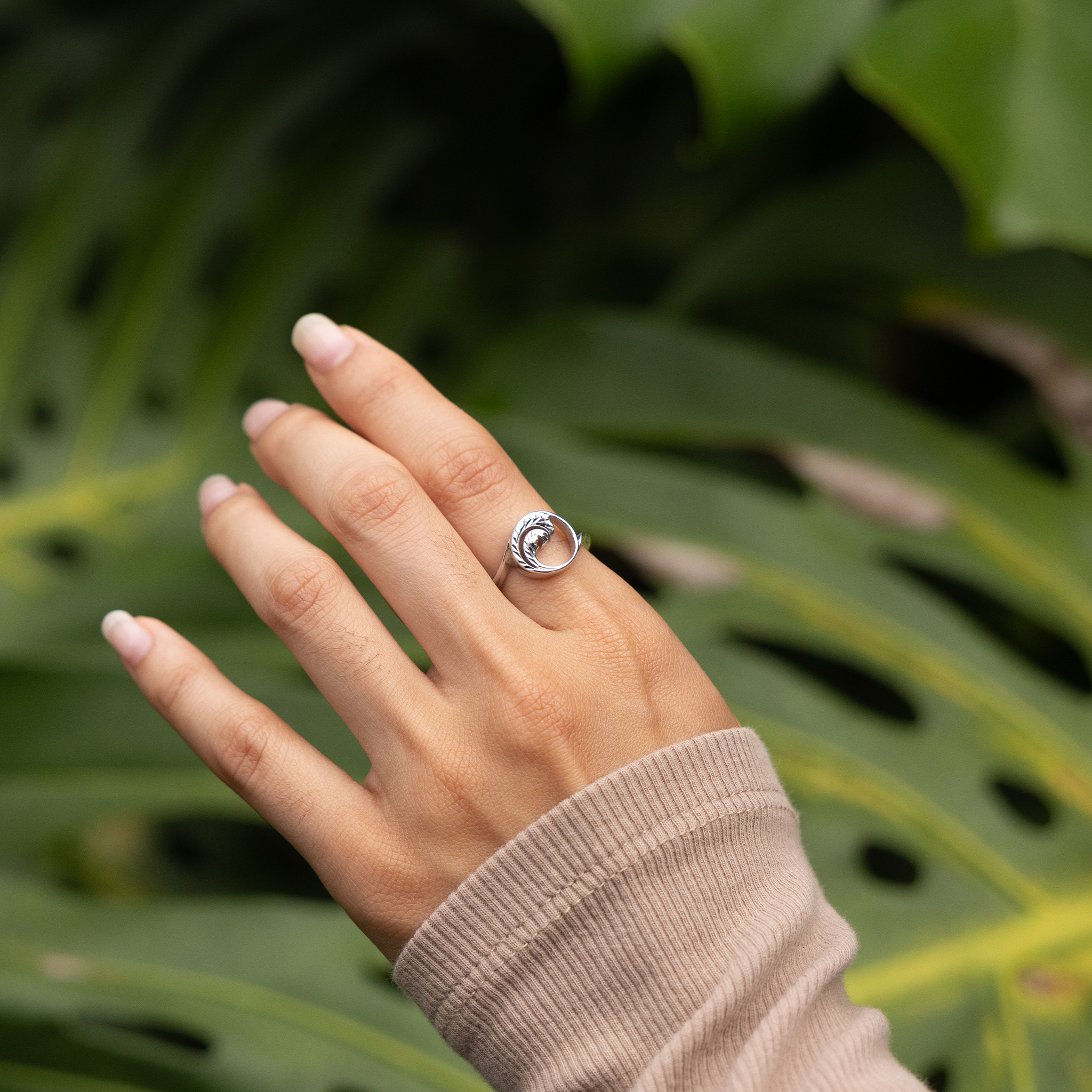 スターリングシルバーのナル(ウェーブ)リング - 12mm