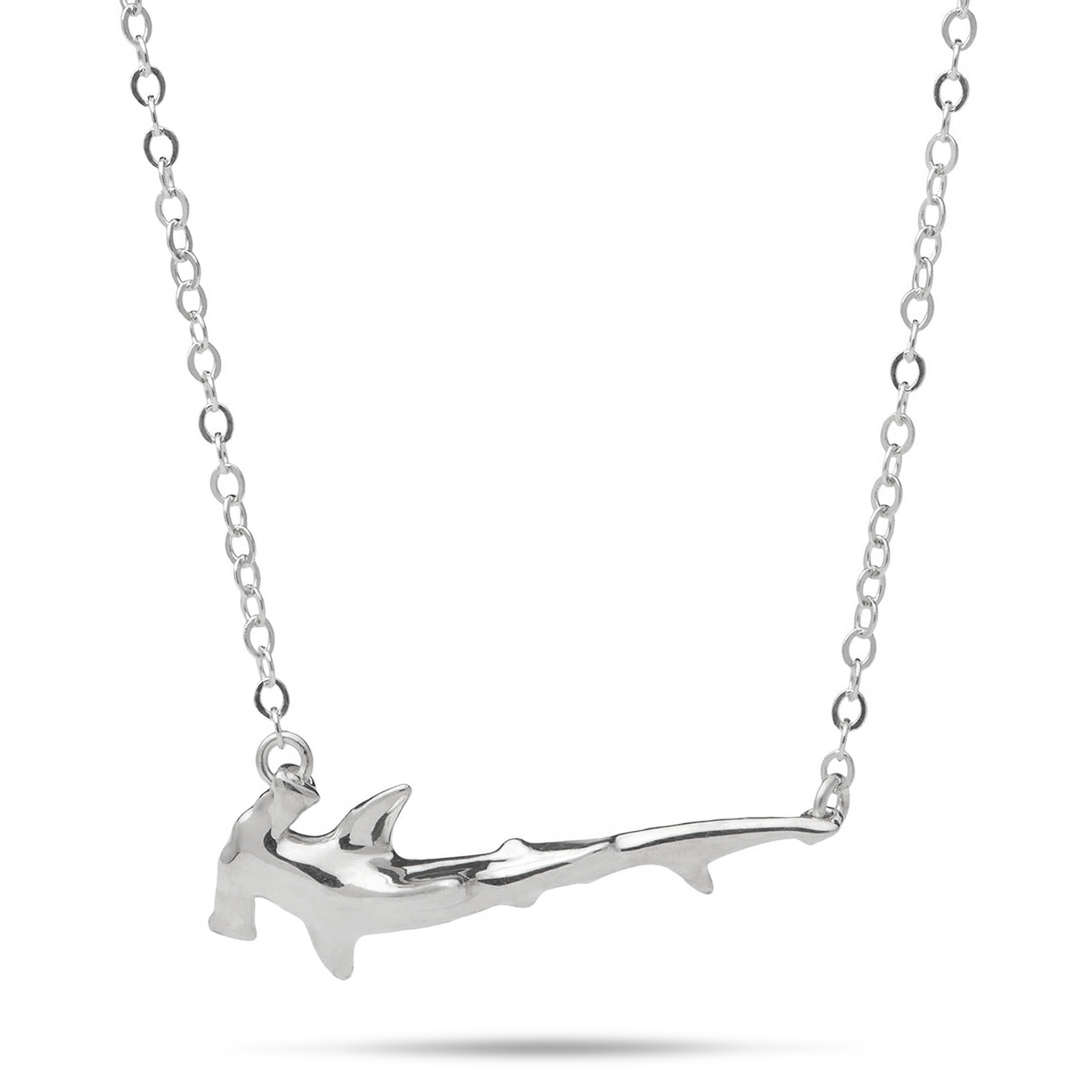 16-18" Adjustable Hammerhead Shark Necklace in Sterling Silver