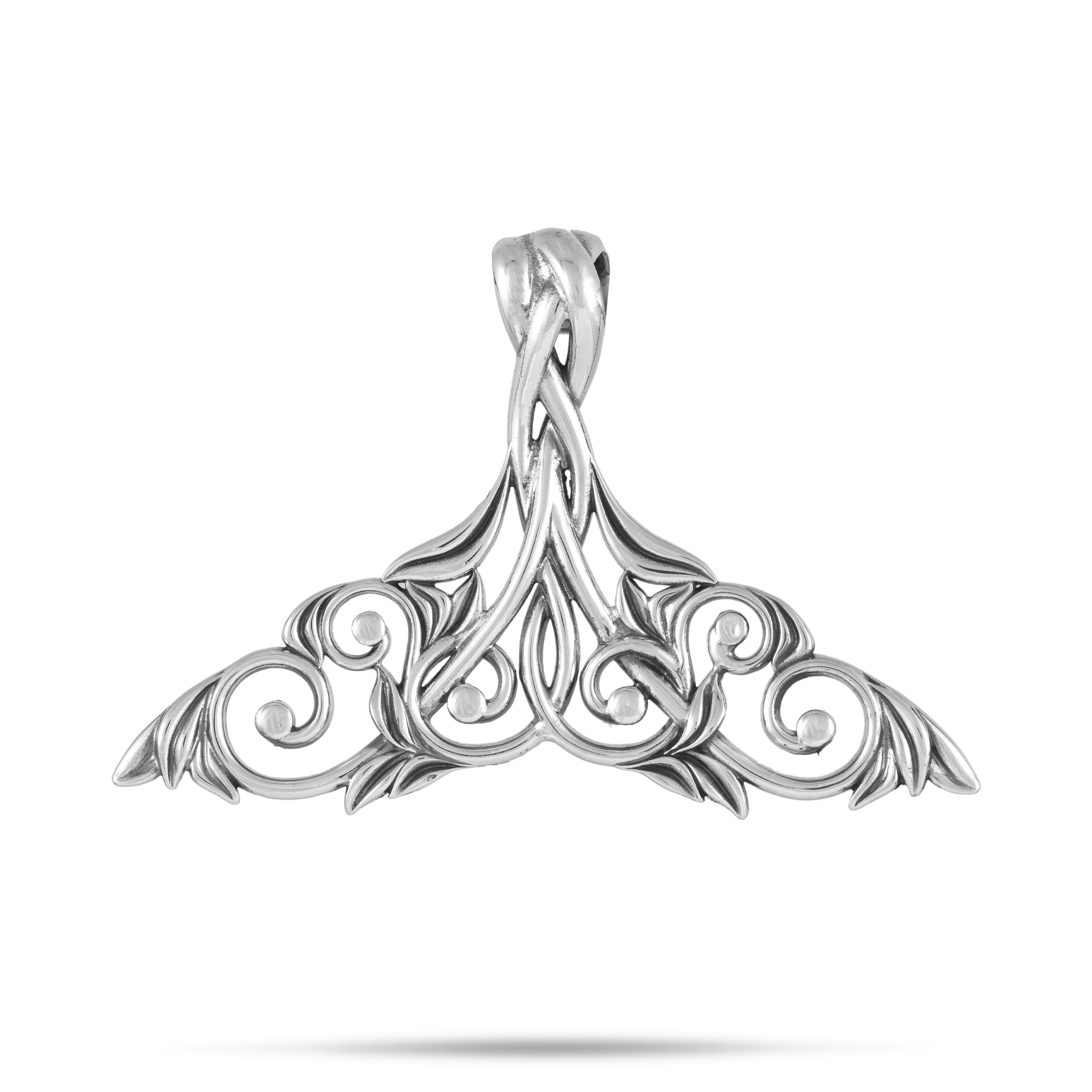 Living Heirloom Whale Tail Pendant in Sterling Silver - 42mm
