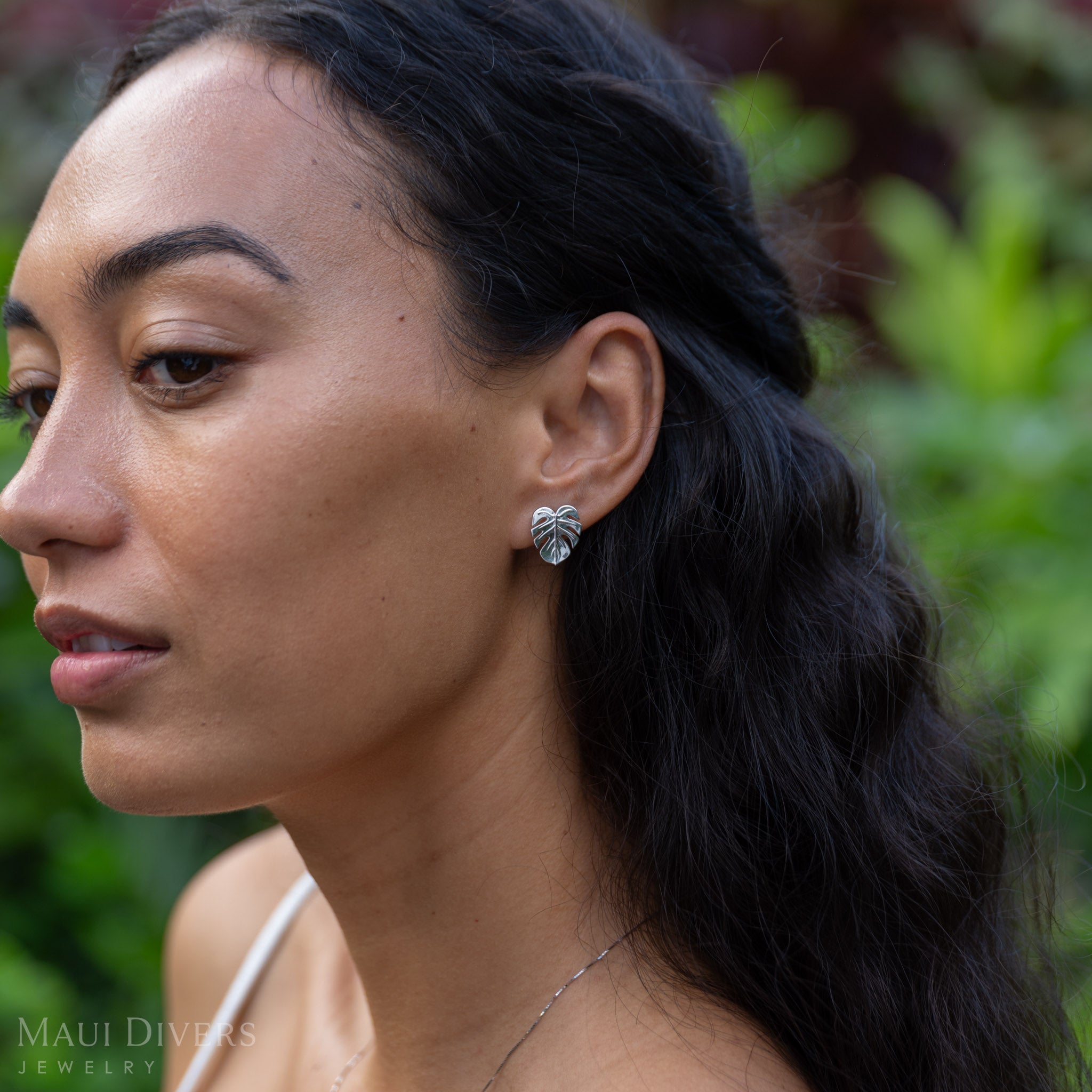 Monstera Earrings in Sterling Silver - 16mm
