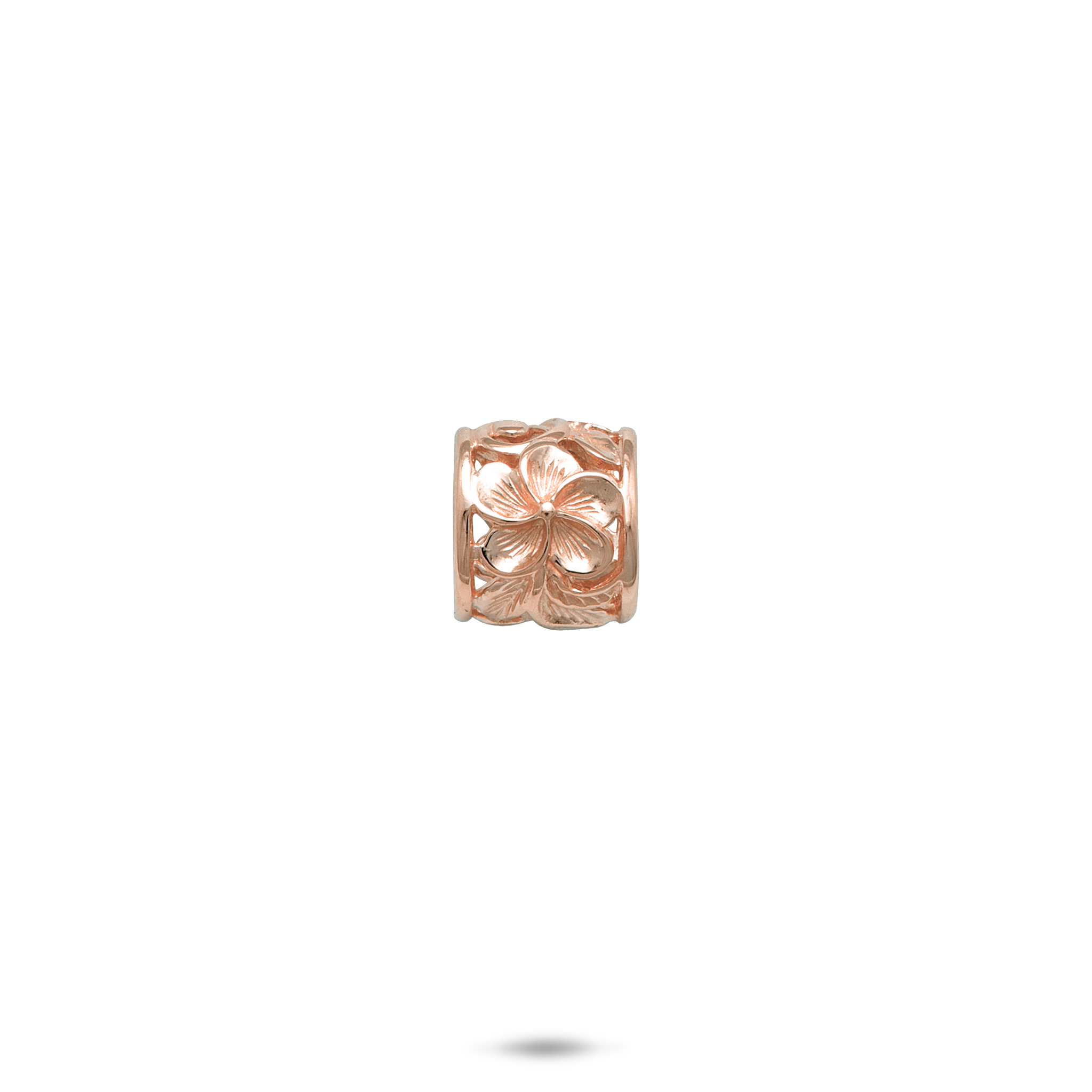 Hawaiian Heirloom Plumeria Barrel Pendant in Rose Gold - 9mm