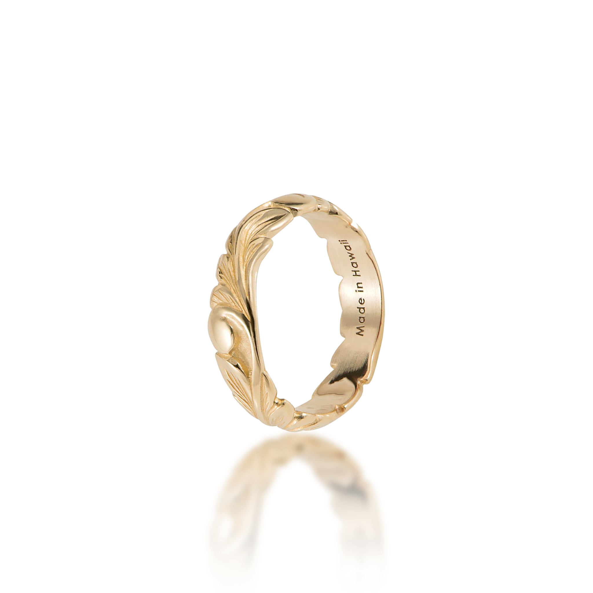 Hawaiian Heirloom Old English Scroll Ring in Gold - 4.5mm