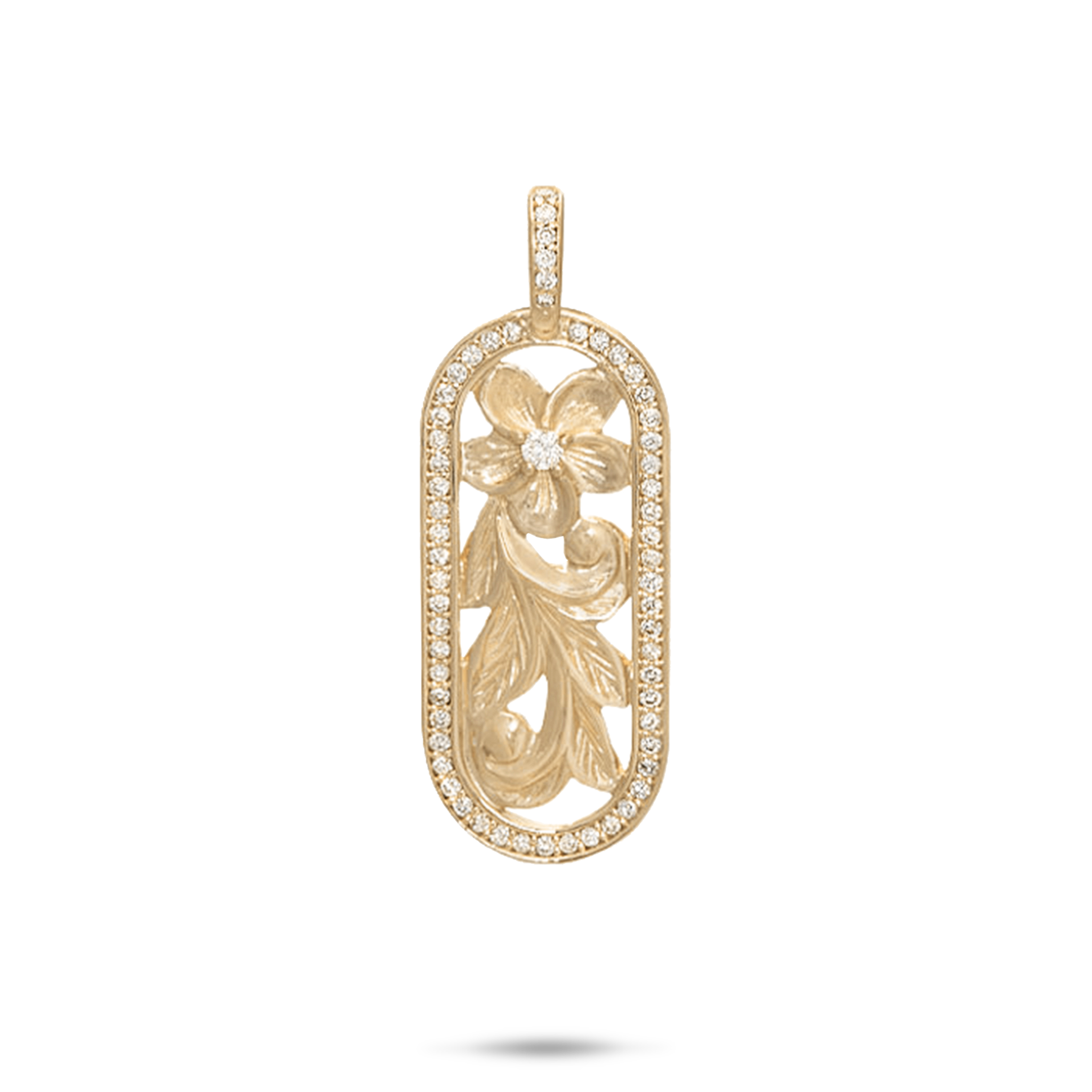 Hawaiian Heirloom Plumeria-Anhänger in Gold mit Diamanten