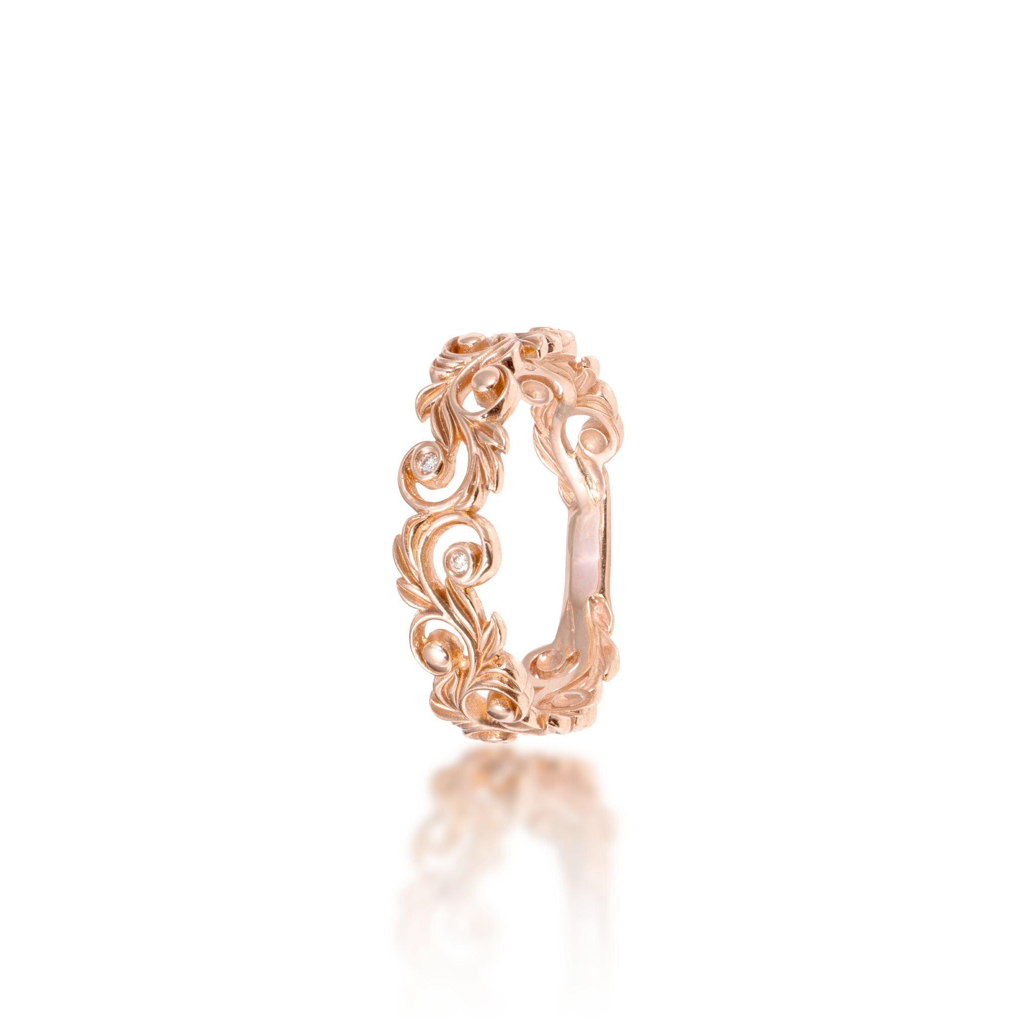 Living Heirloom Ring in Rose Gold with Diamonds - 6mm