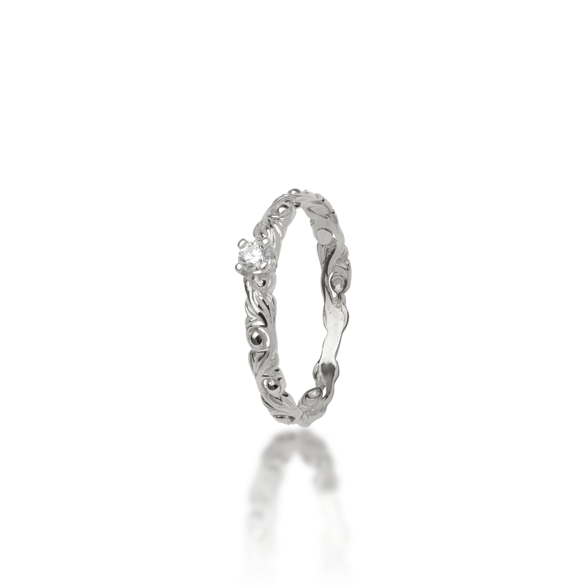 Living Heirloom Ring in White Gold with Diamonds - 3mm
