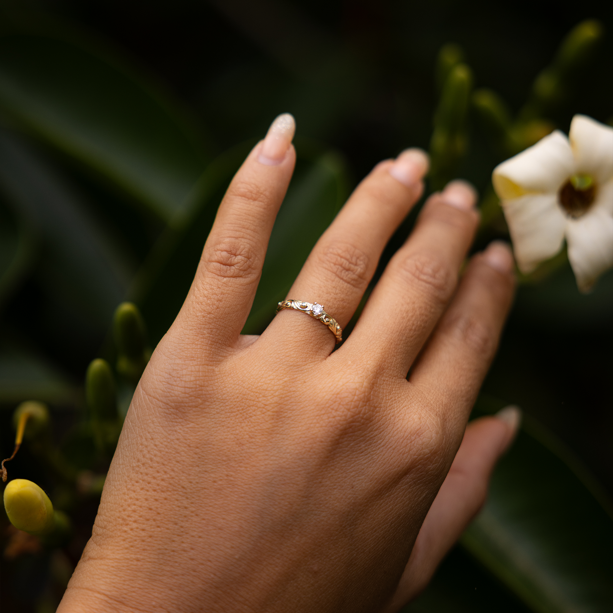 Living Heirloom-Ring in Gold mit Diamant – 3 mm