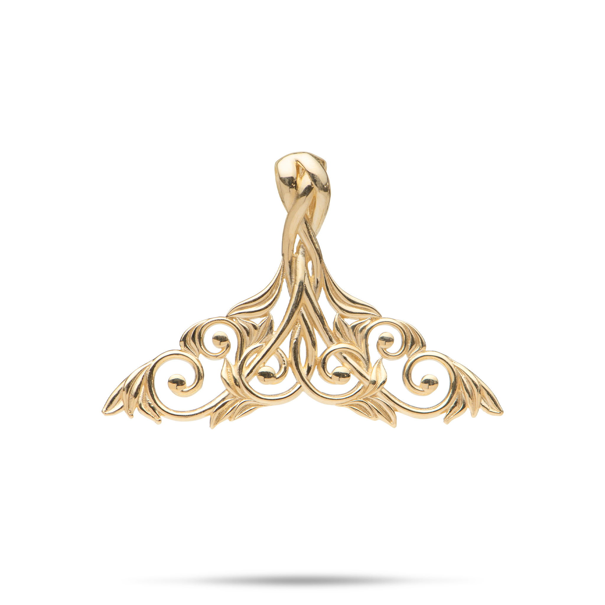 Living Heirloom Whale Tail Pendant in Gold - 35mm
