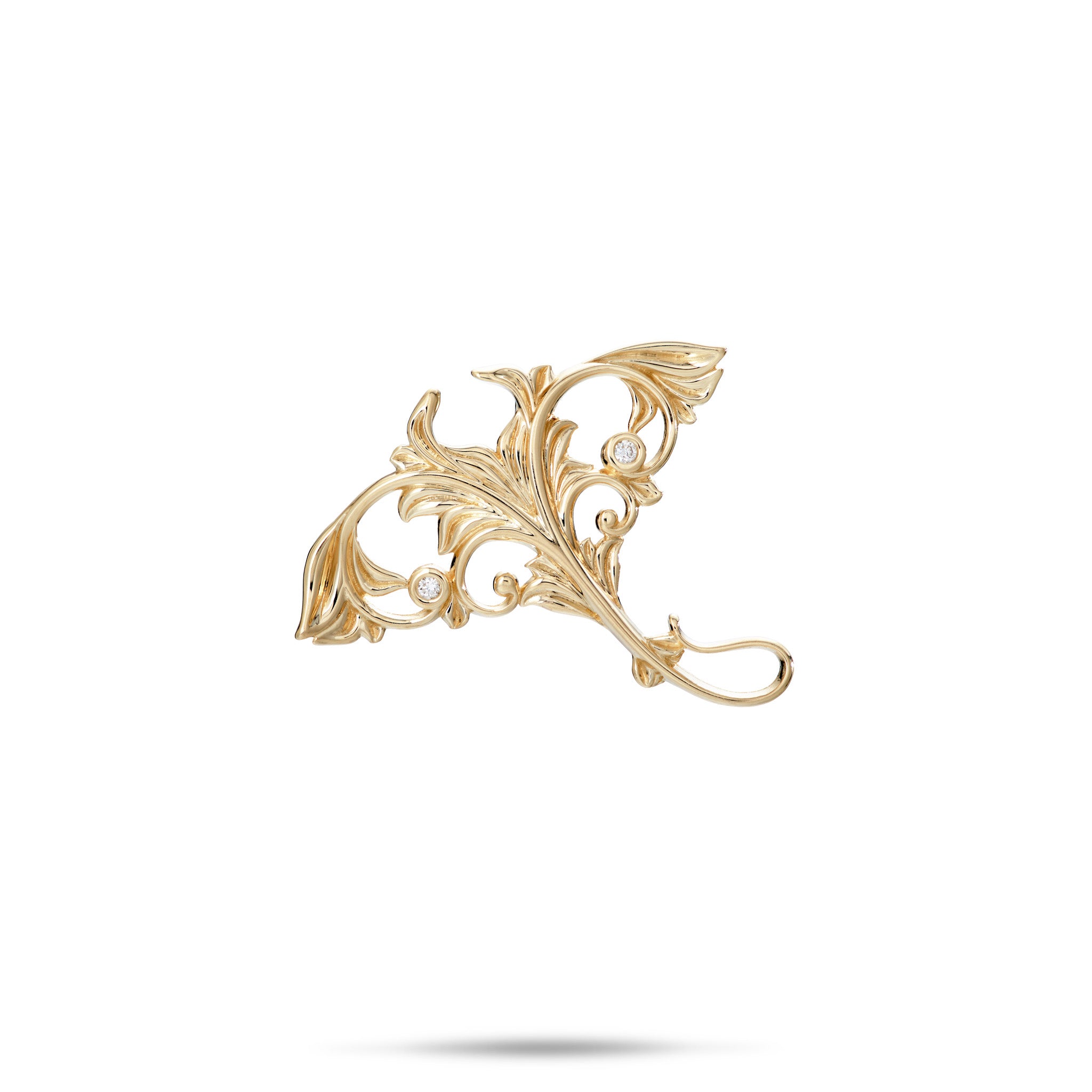 リビングヘアルーム ゴールドダイヤモンド入りマンタレイペンダント - 18mm
