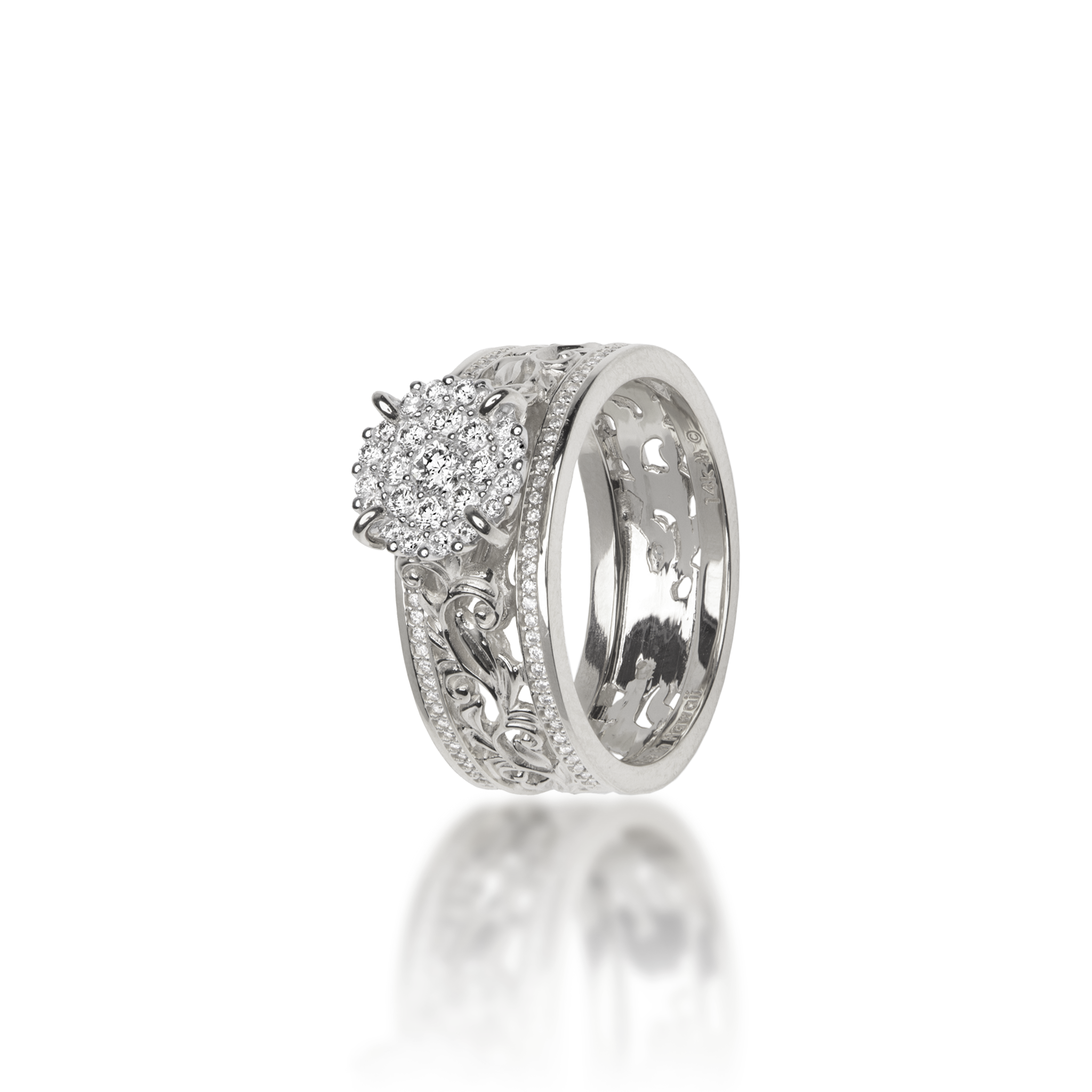 Living Heirloom Engagement Ring in White Gold with Diamonds - 7mm