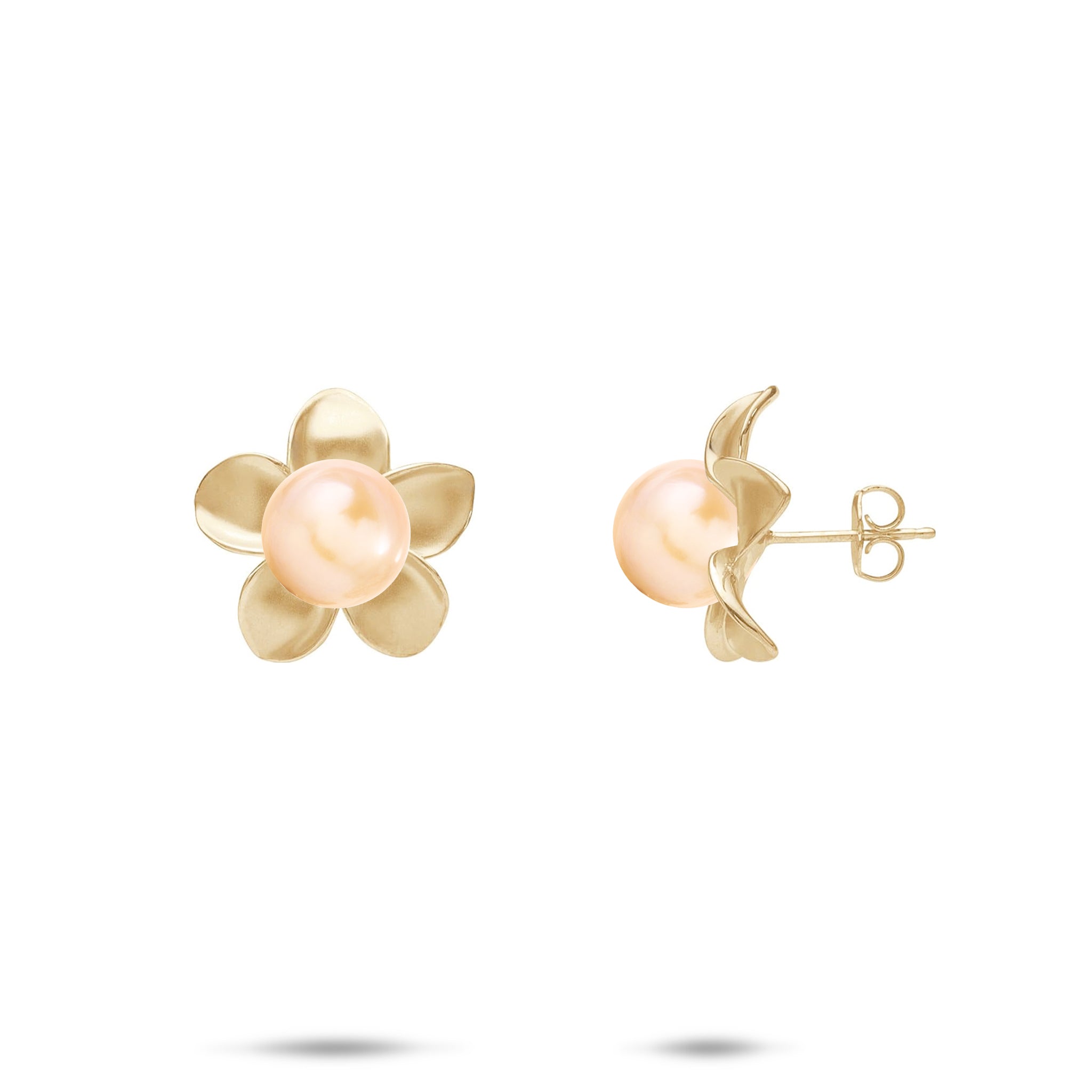 Pick A Pearl Plumeria Earrings in Gold - 13mm