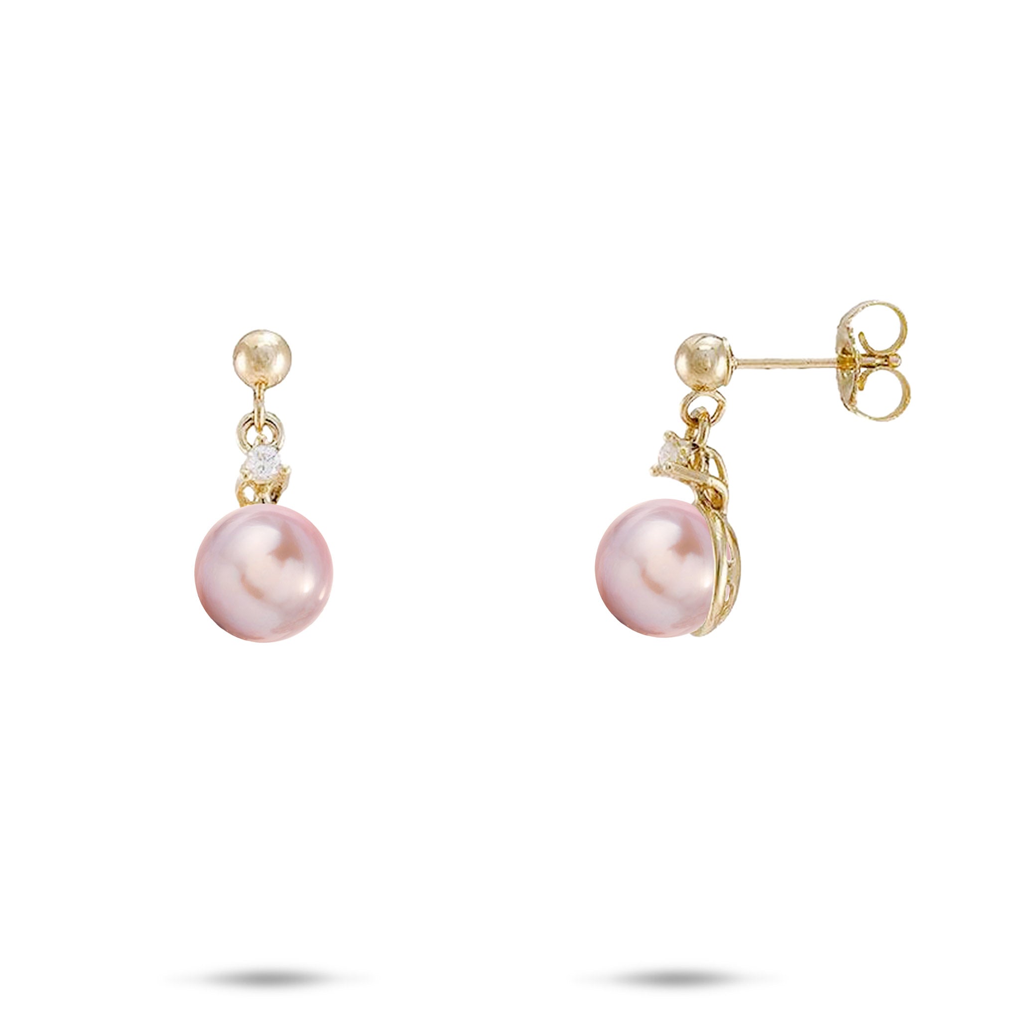 Pick A Pearl Earrings in Gold with Diamonds