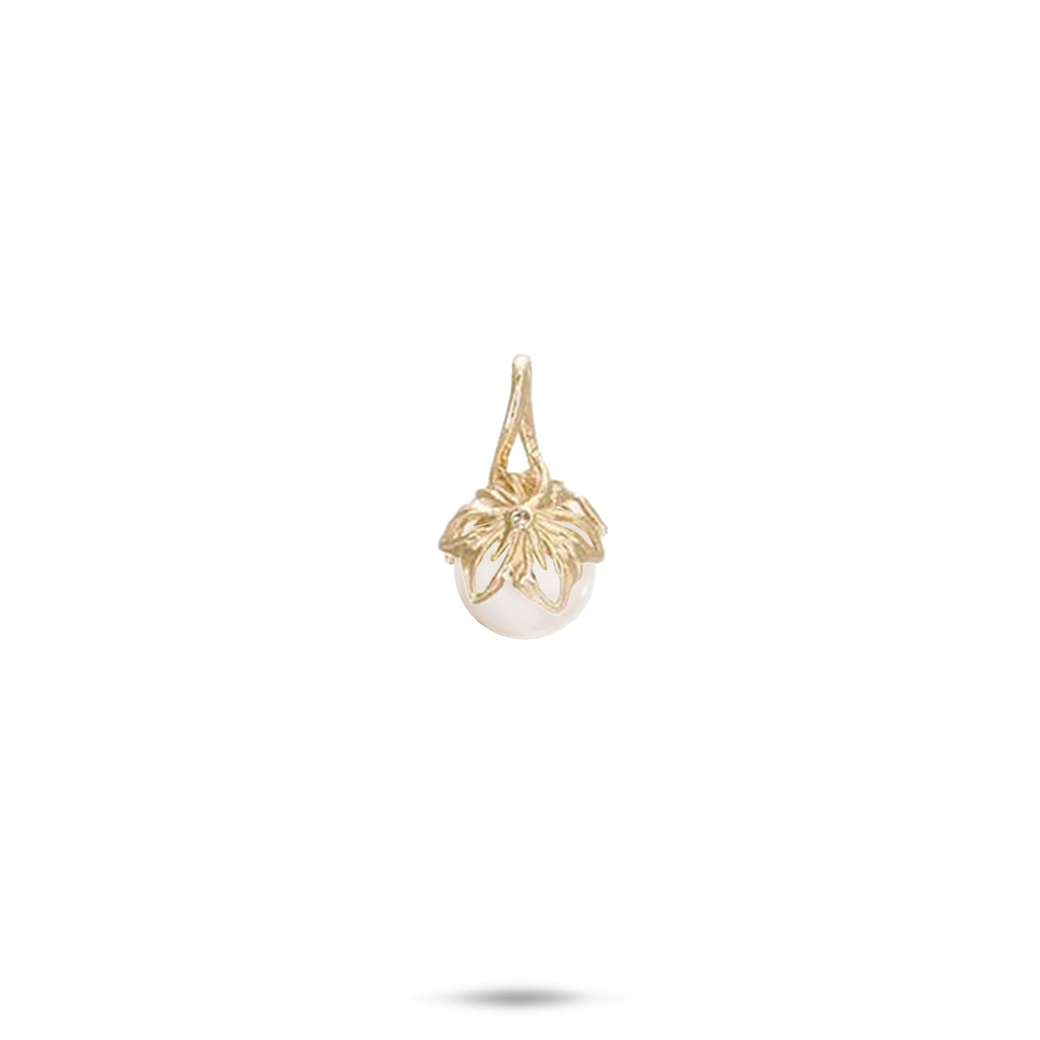 13mm Pick A Pearl Naupaka Pendant in Gold with Diamond and White Pearl on a white background