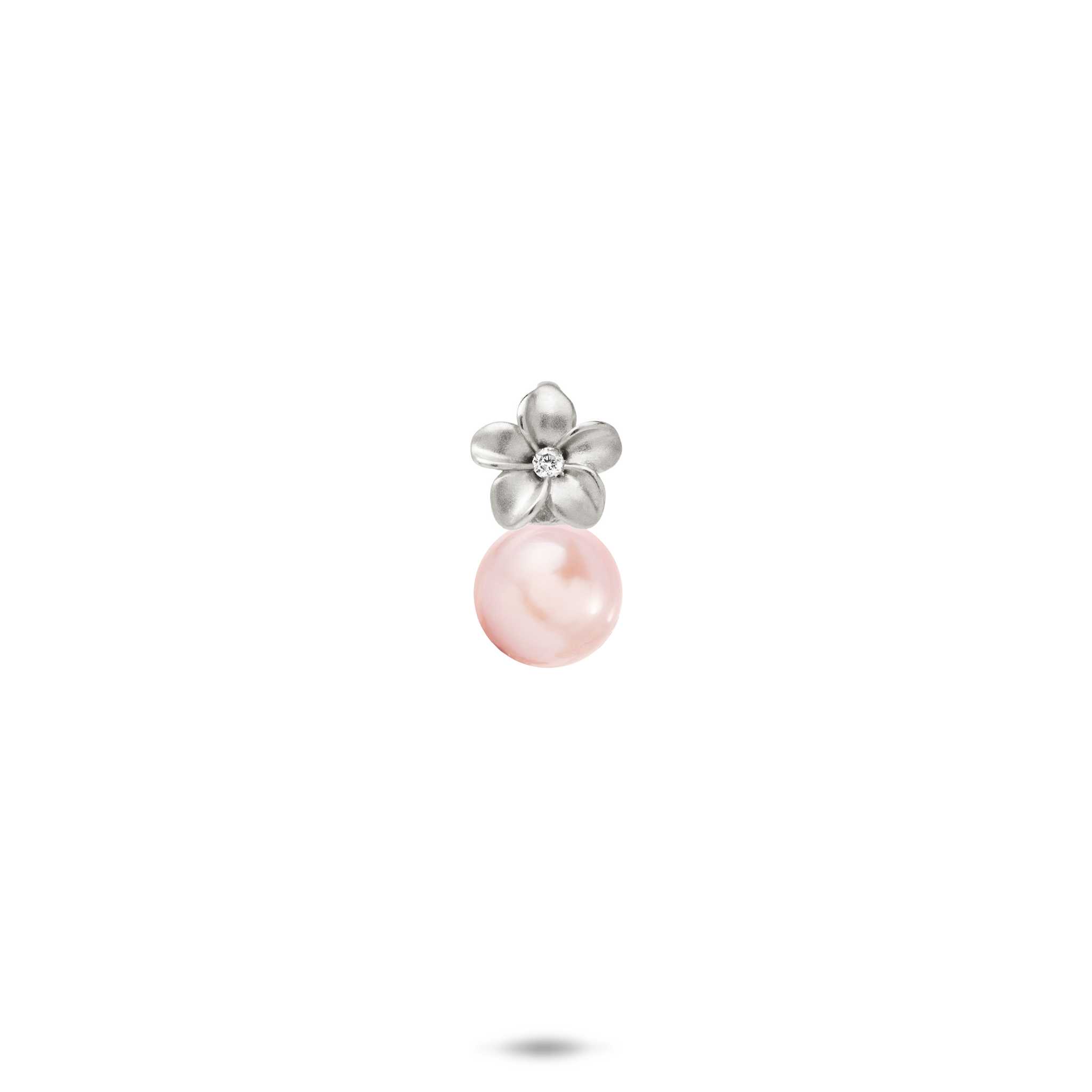 Pick A Pearl Plumeria Pendant in White Gold with Diamond - 7mm