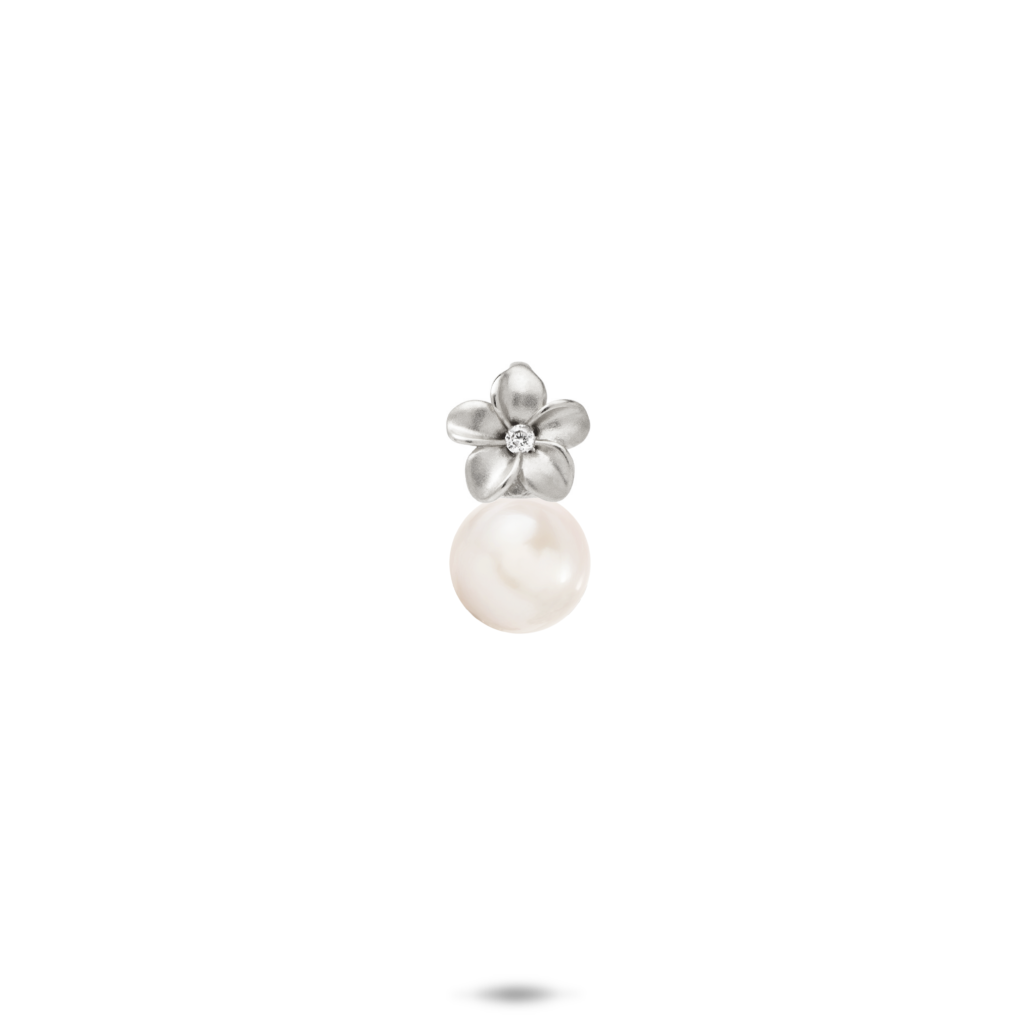 Pick A Pearl Plumeria Pendant in White Gold with Diamond - 7mm