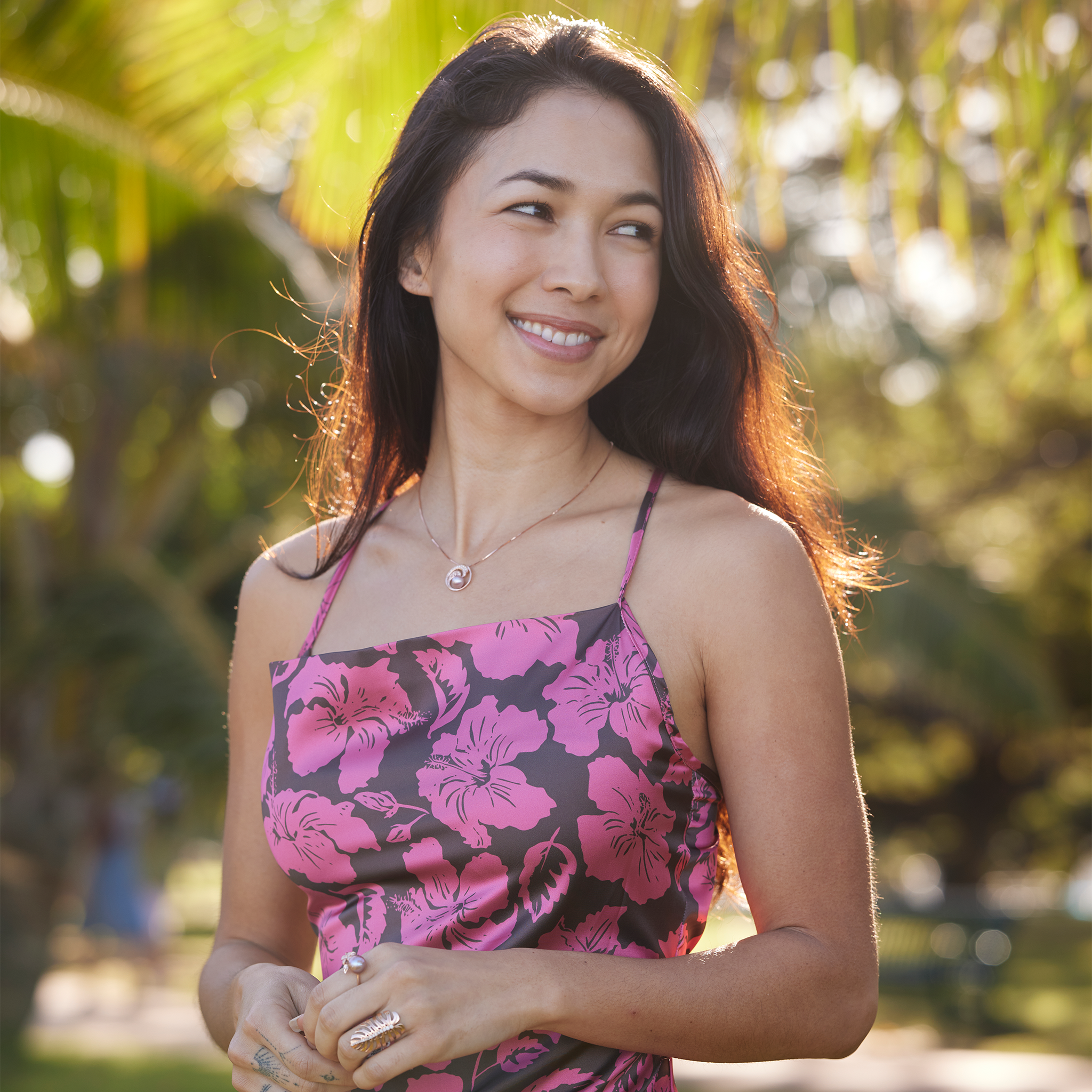 ダイヤモンド付きローズゴールドでパールナルペンダントを選ぶ-18mm