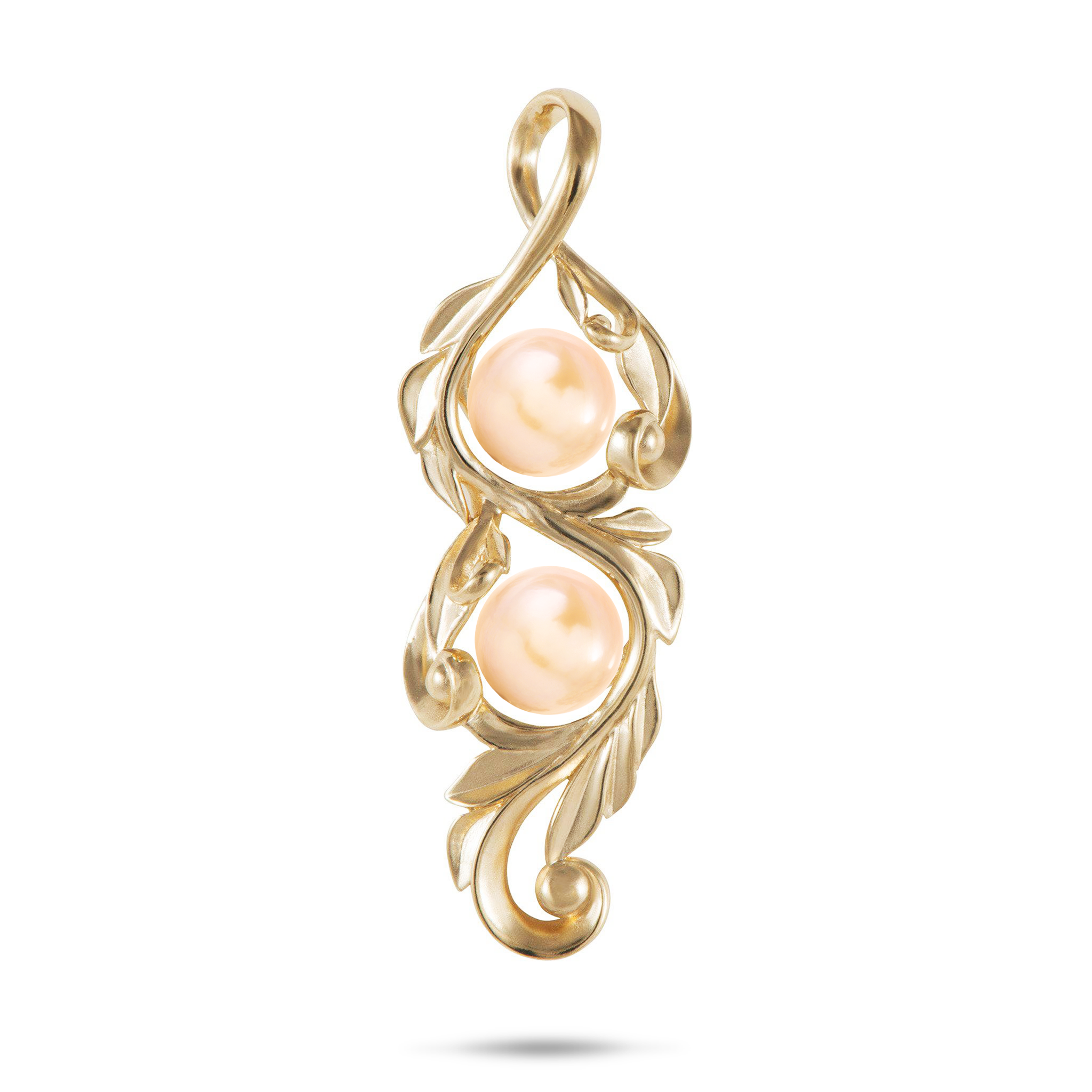 Pick A Pearl Maile Scroll Pendant in Gold - 41mm