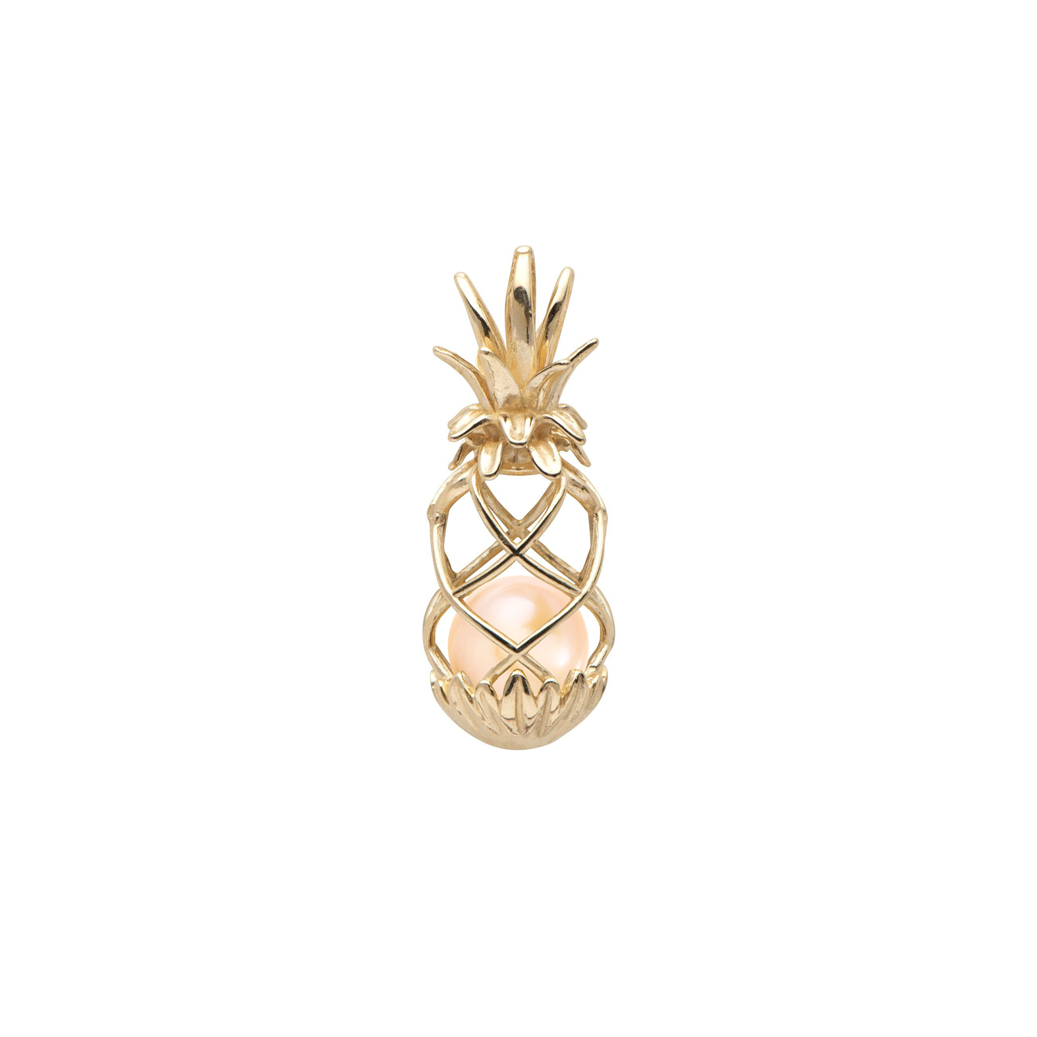 Pick A Pearl Pineapple Cage Pendant in Gold