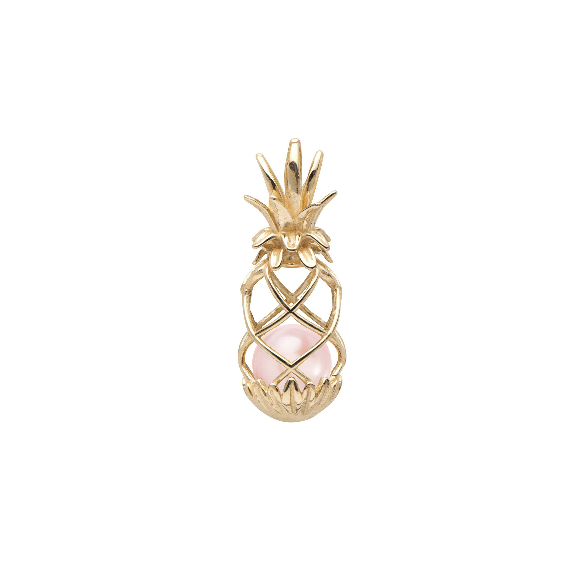 Pick A Pearl Pineapple Cage Pendant in Gold