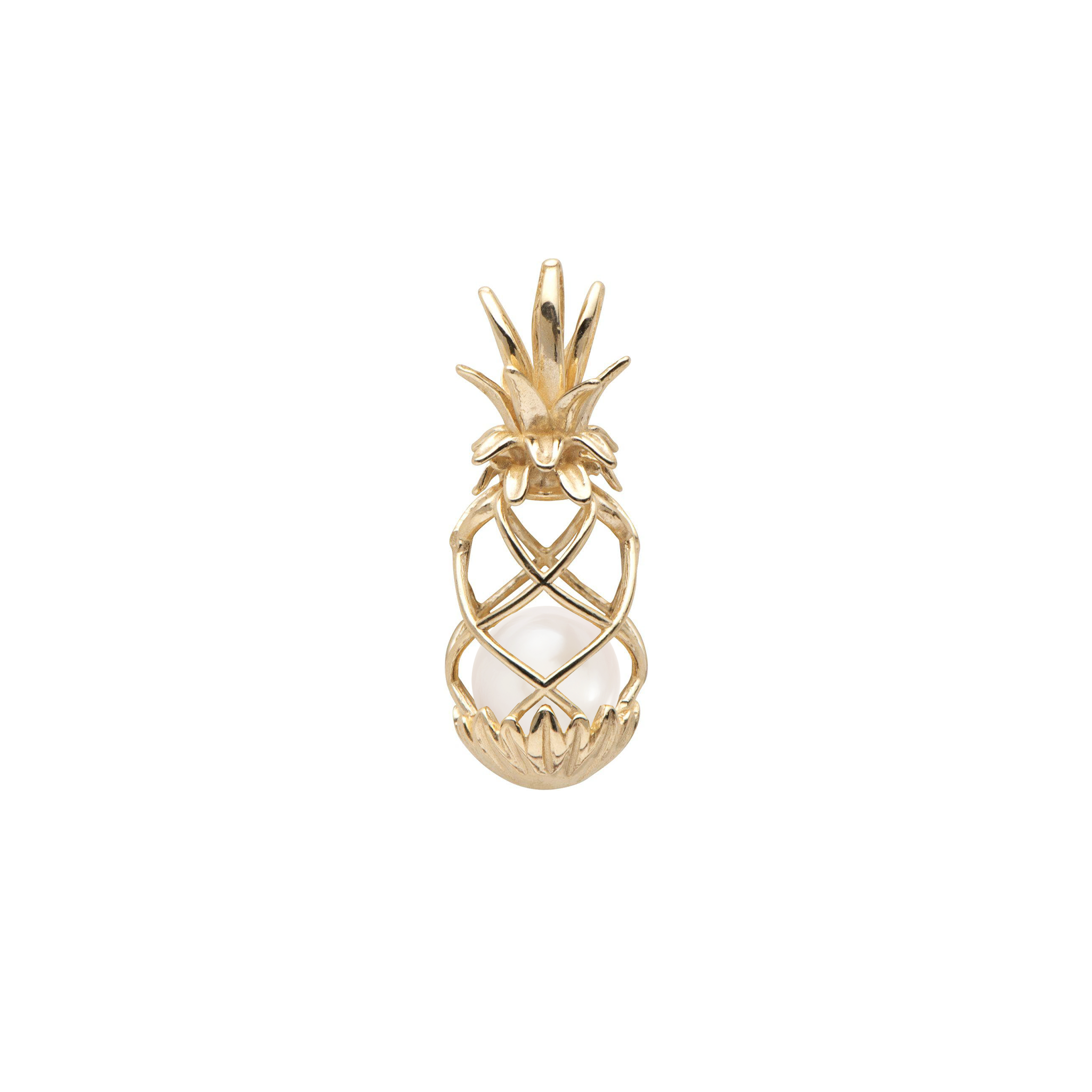 Pick A Pearl Pineapple Cage Pendant in Gold