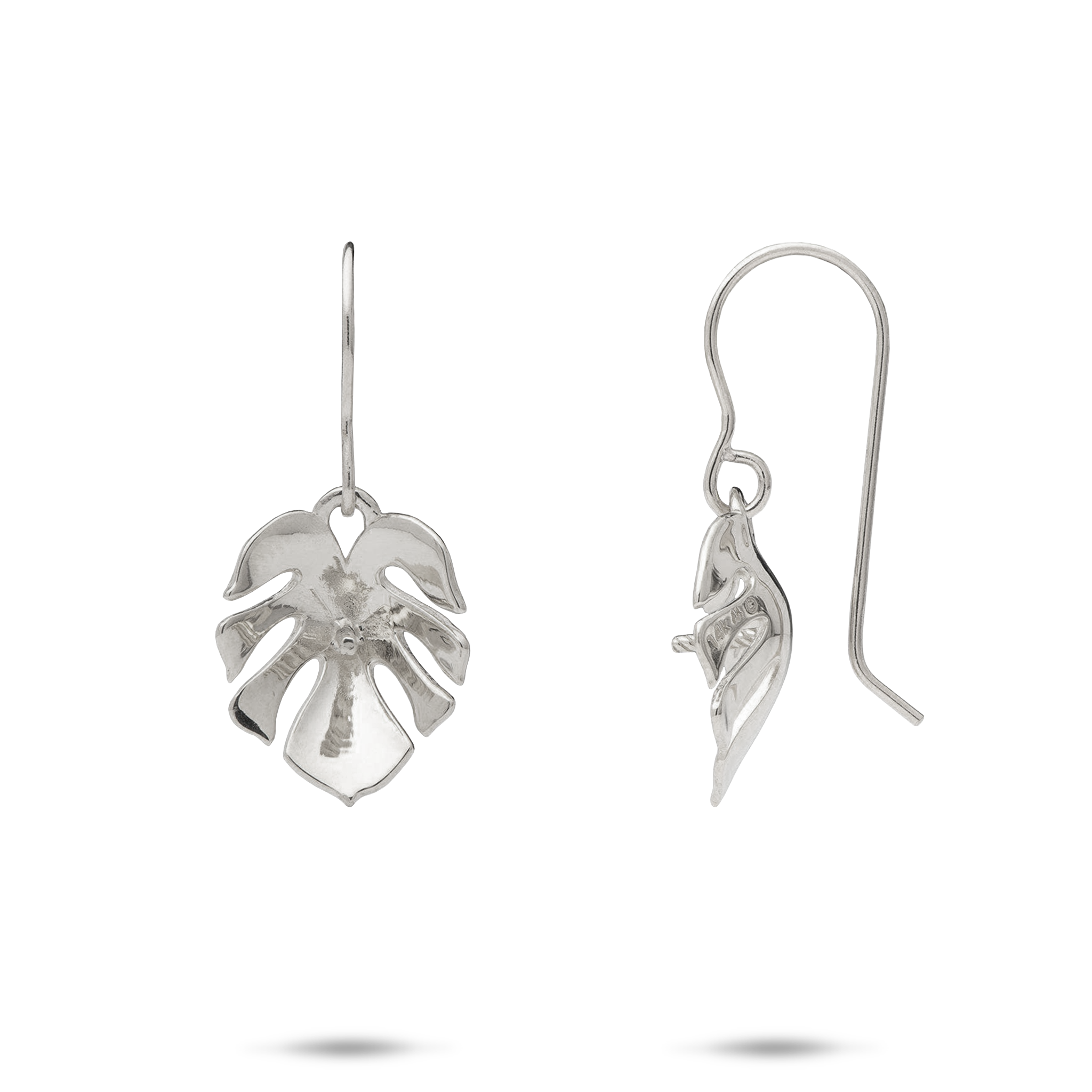Pick A Pearl Monstera Ohrringe aus Weißgold – 15 mm