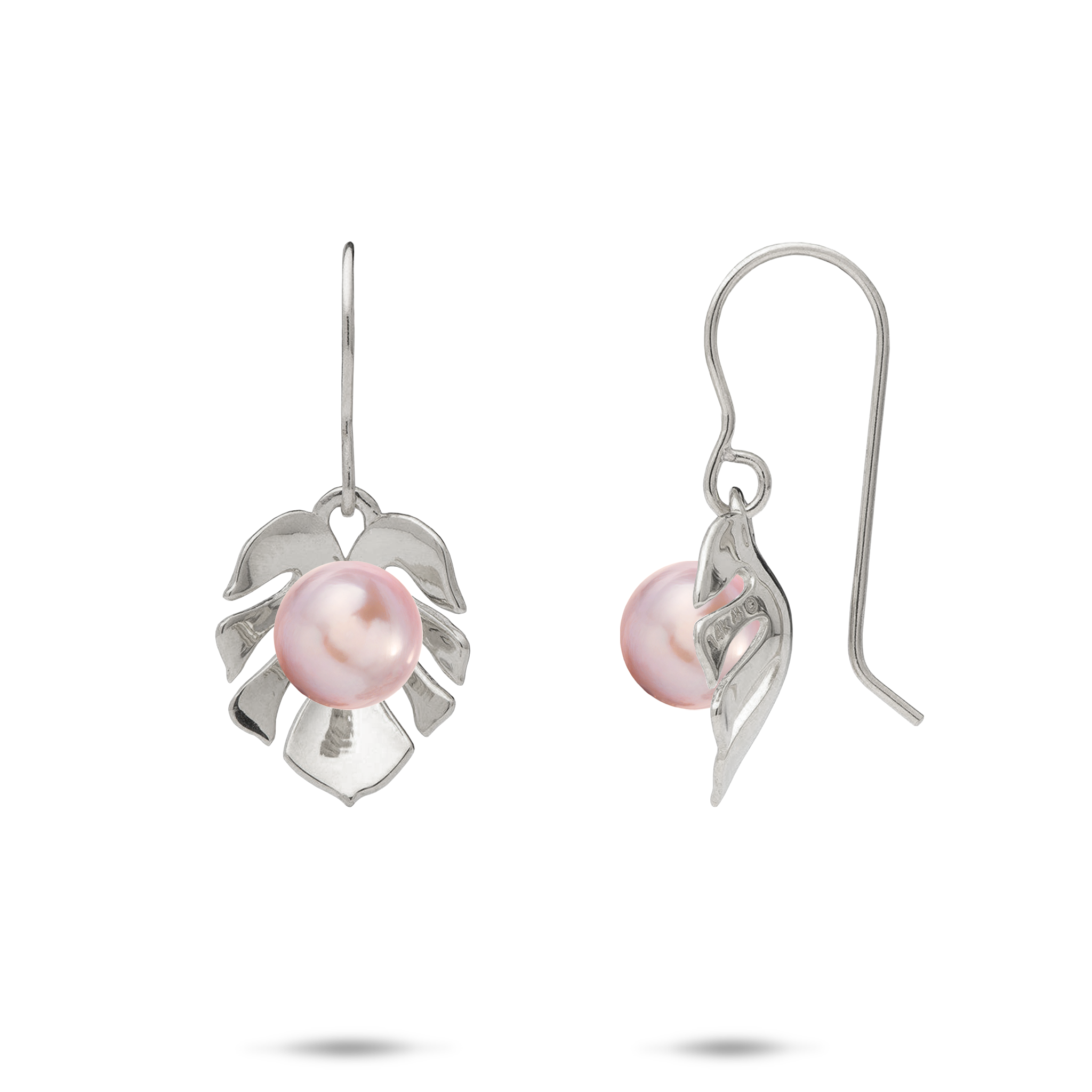 Pick A Pearl Monstera Ohrringe aus Weißgold – 15 mm