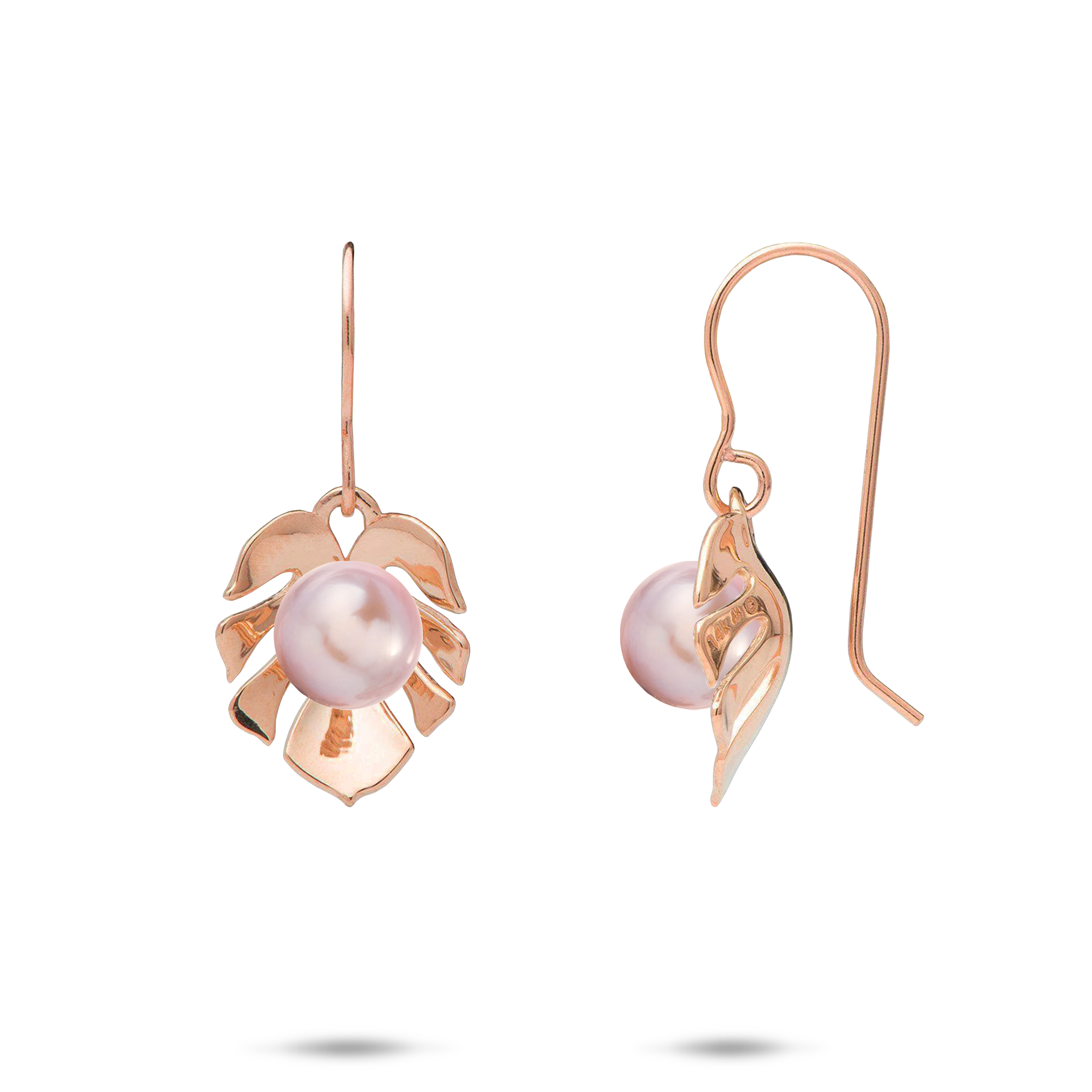 Pick A Pearl Monstera Ohrringe in Roségold – 15 mm