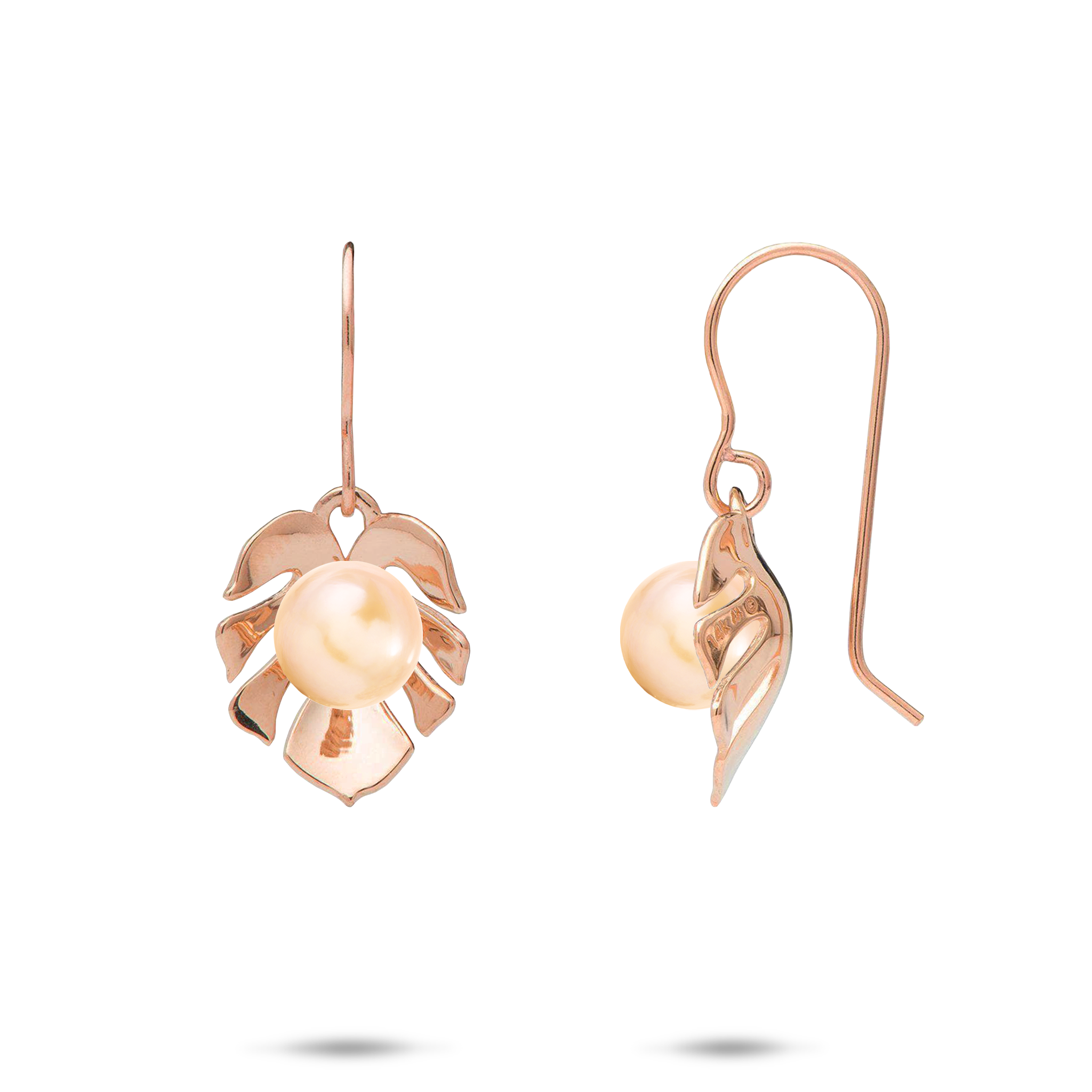 Pick A Pearl Monstera Ohrringe in Roségold – 15 mm