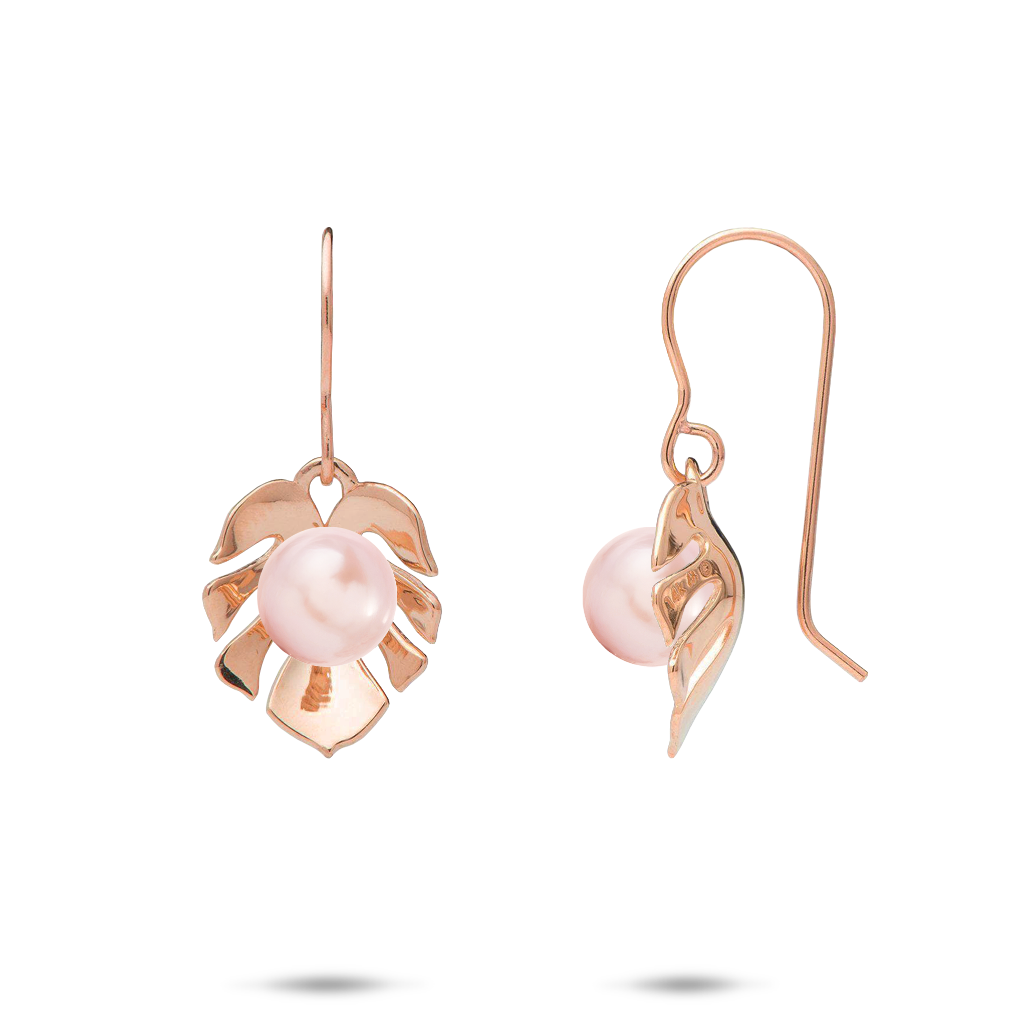 Pick A Pearl Monstera Ohrringe in Roségold – 15 mm