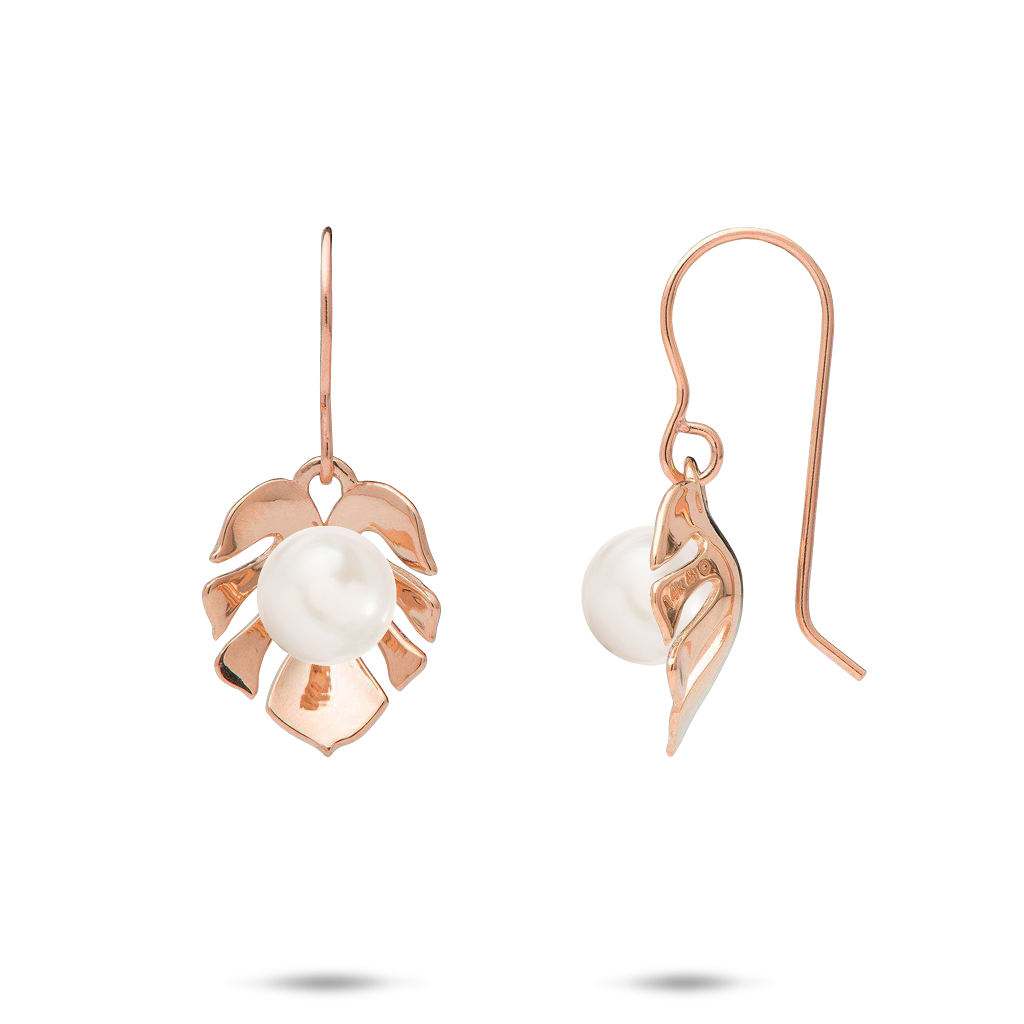 Pick A Pearl Monstera Ohrringe in Roségold – 15 mm