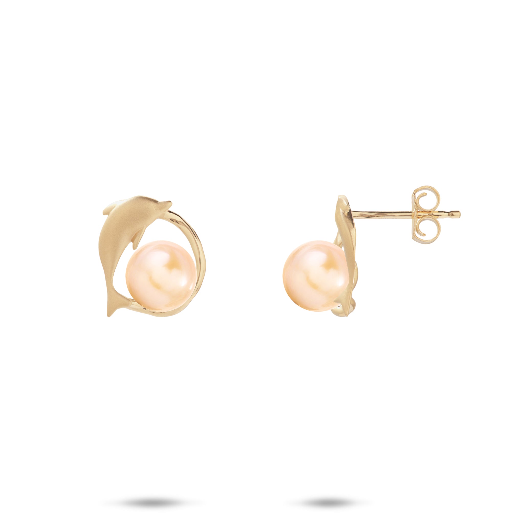 Pick A Pearl Bubble Dolphin Earrings in Gold - 12mm