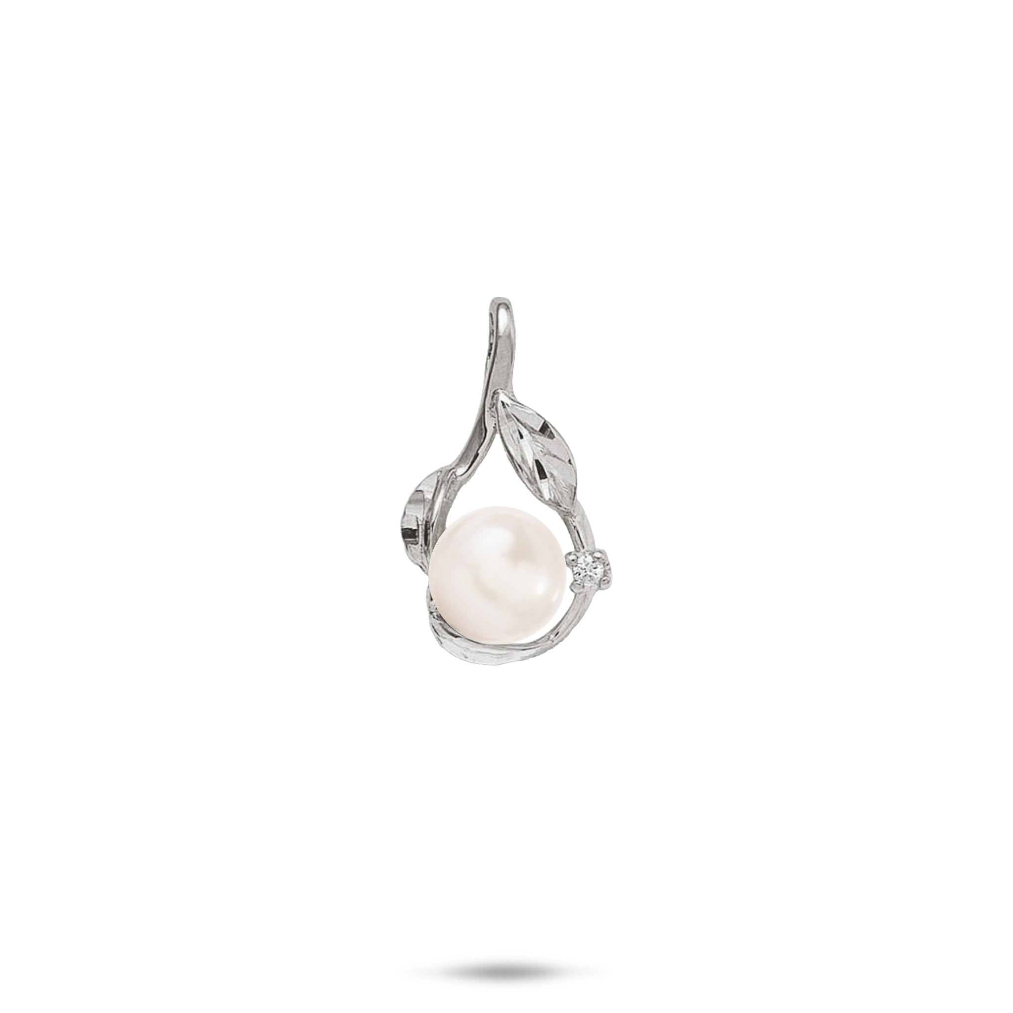 Pick A Pearl Maile Pendant in White Gold with Diamond