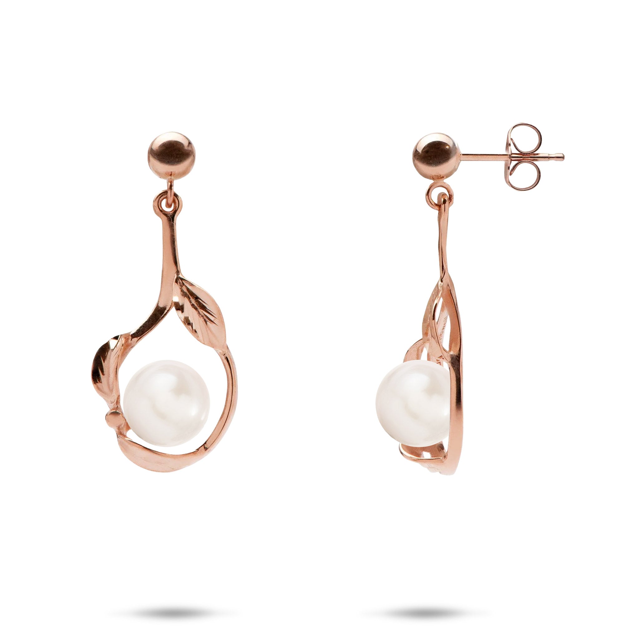 Pick A Pearl Maile Earrings in Rose Gold