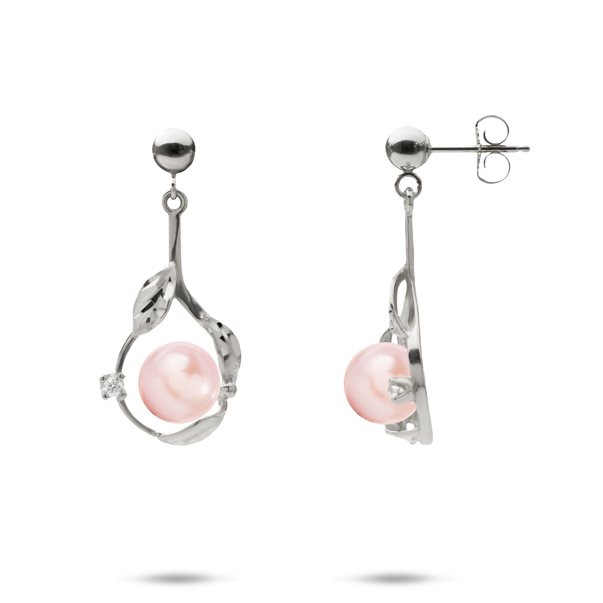 Pick A Pearl Maile Earrings in White Gold with Diamonds