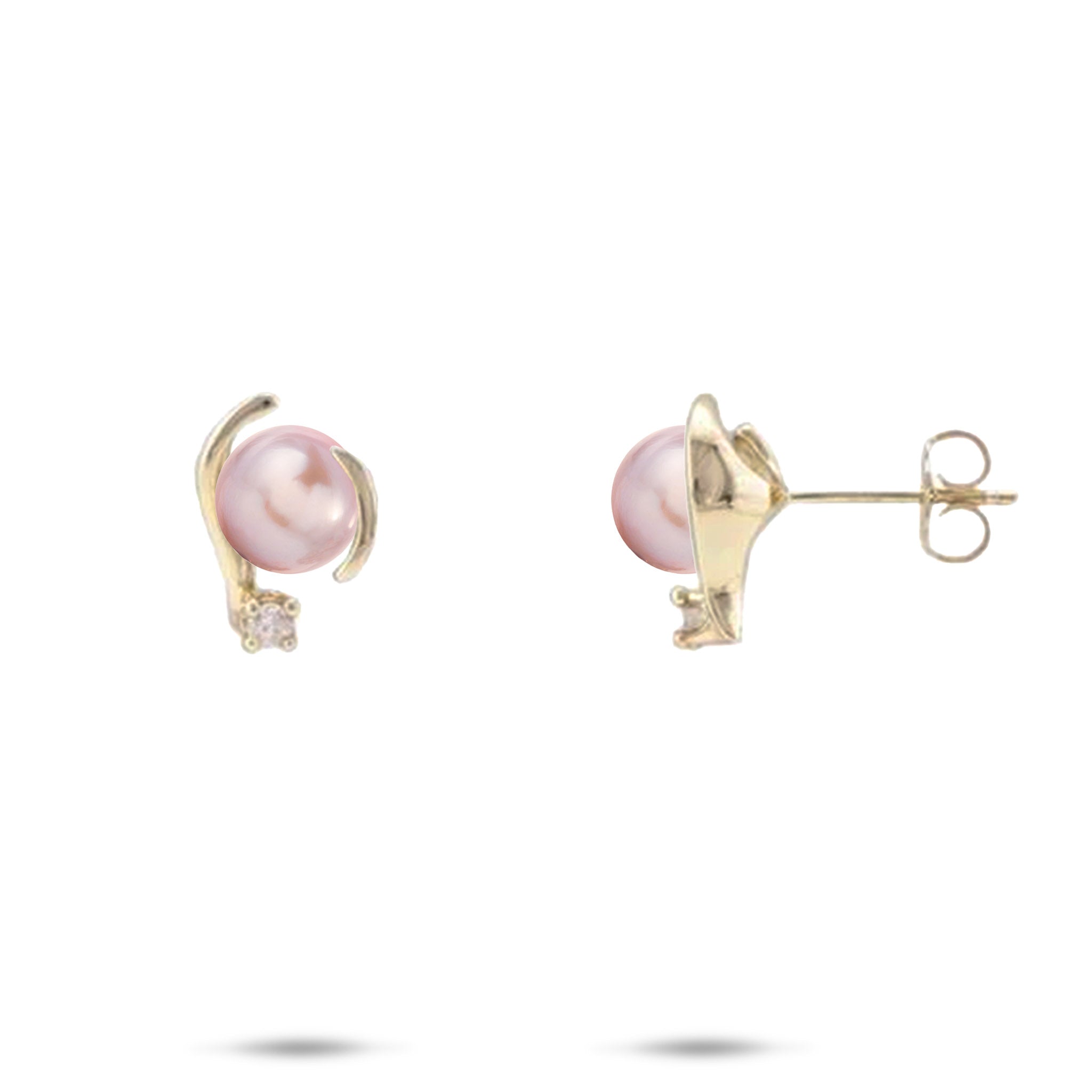 Pick A Pearl Earrings in Gold with Diamonds