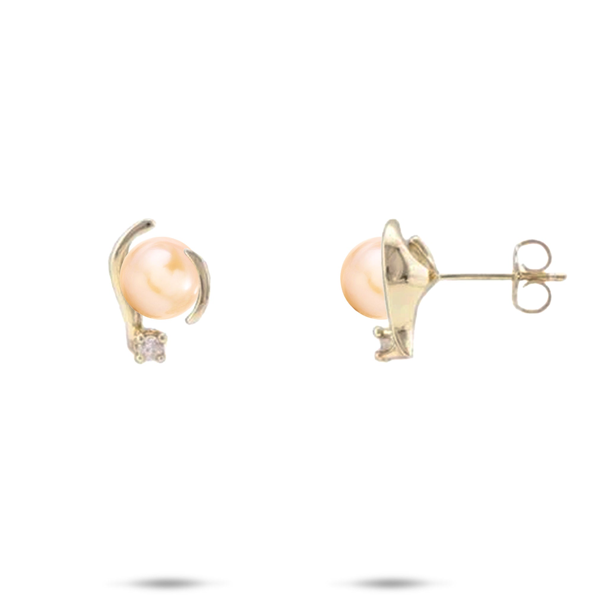 Pick A Pearl Earrings in Gold with Diamonds