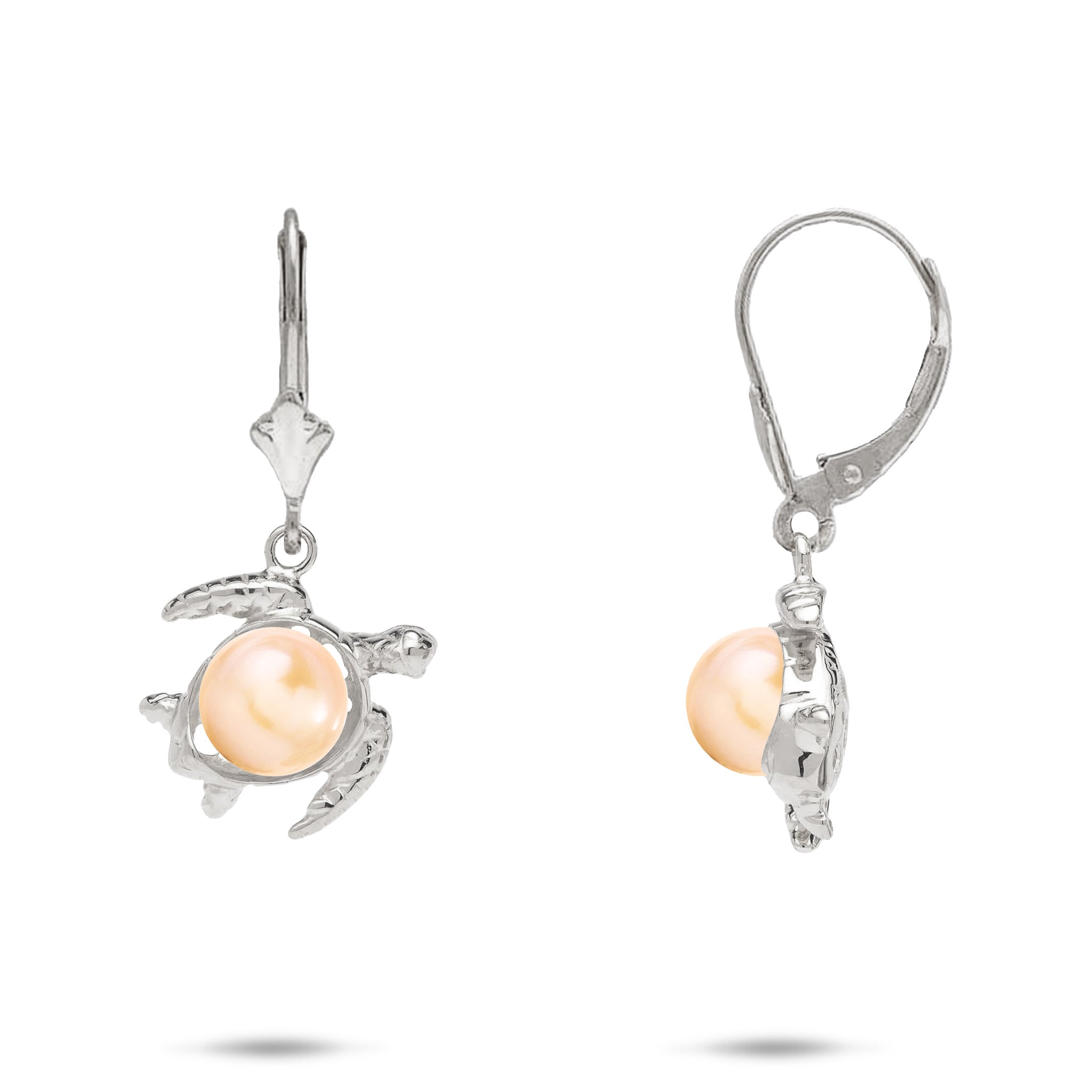Pick A Pearl Honu Earrings in White Gold