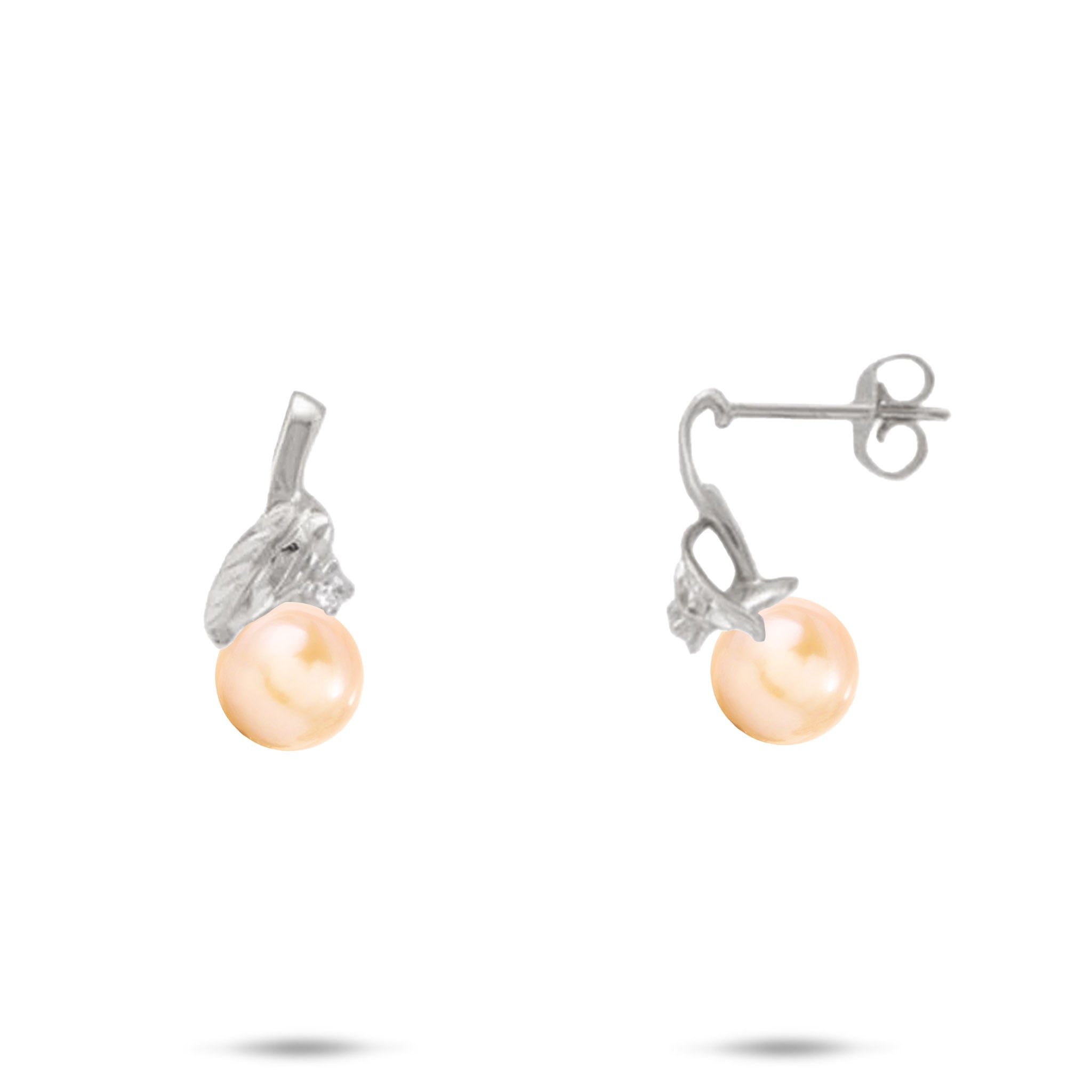 Pick A Pearl Maile Earrings in White Gold with Diamonds