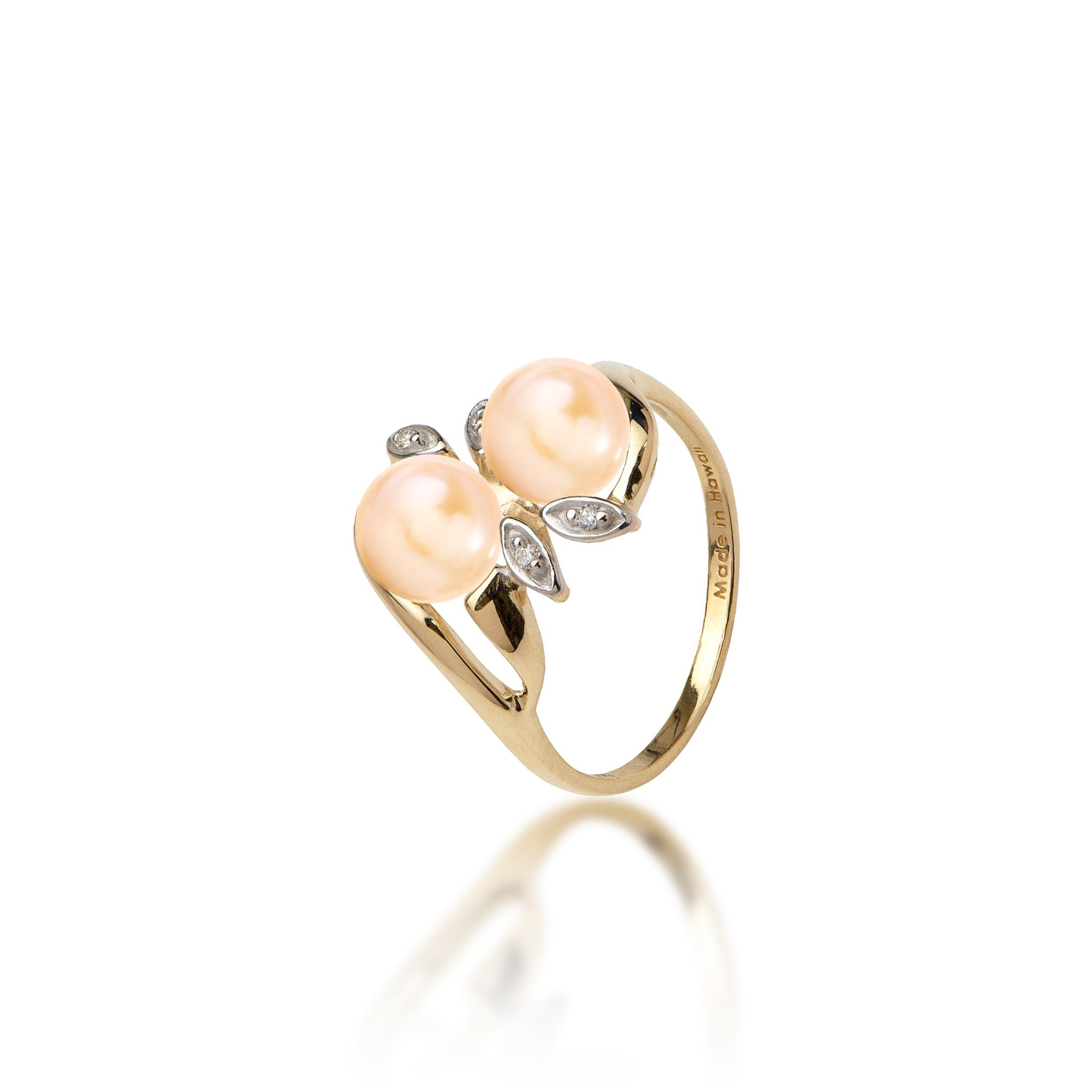 Pick A Pearl Maile Ring in Gold with Diamonds