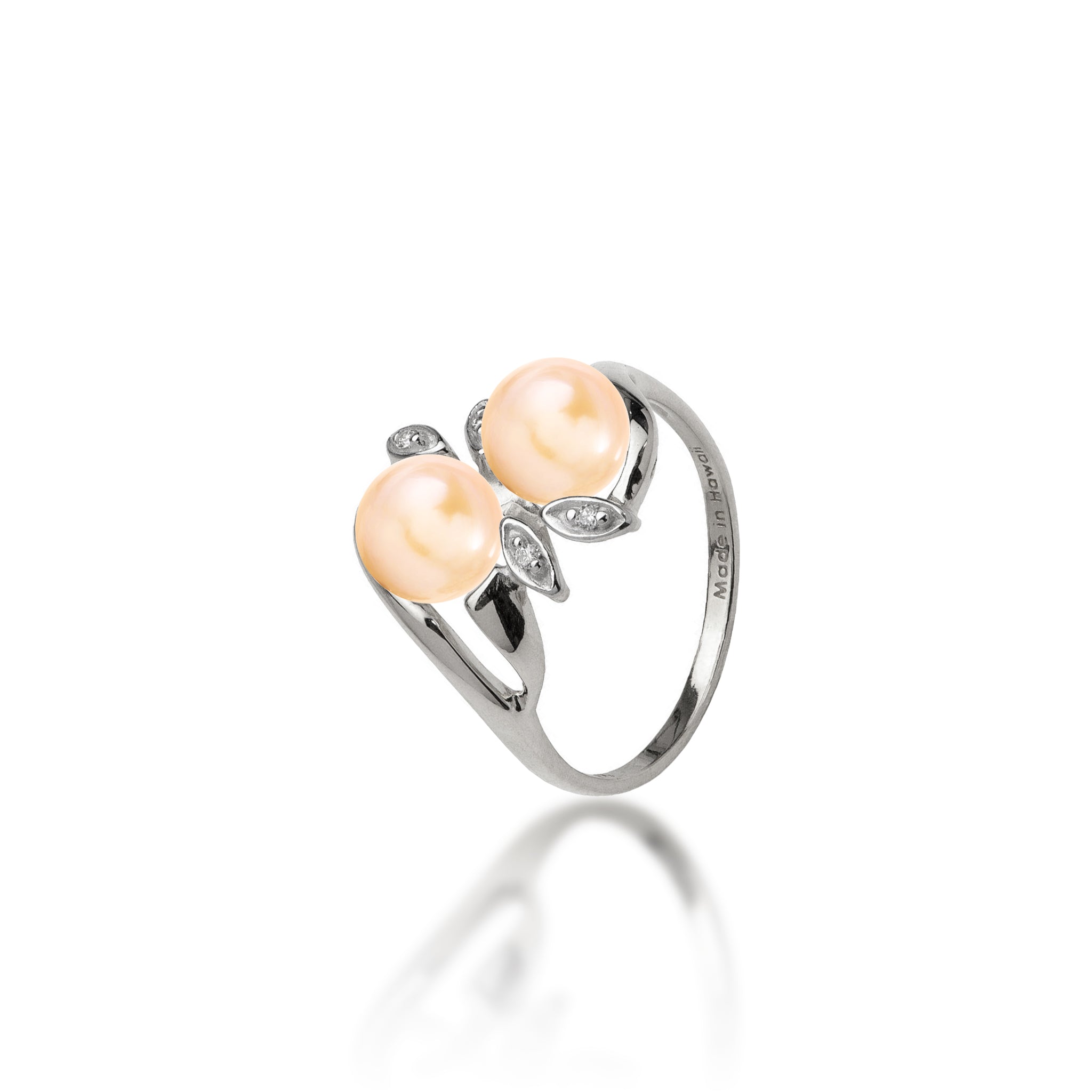 Pick A Pearl Maile Ring in White Gold with Diamonds
