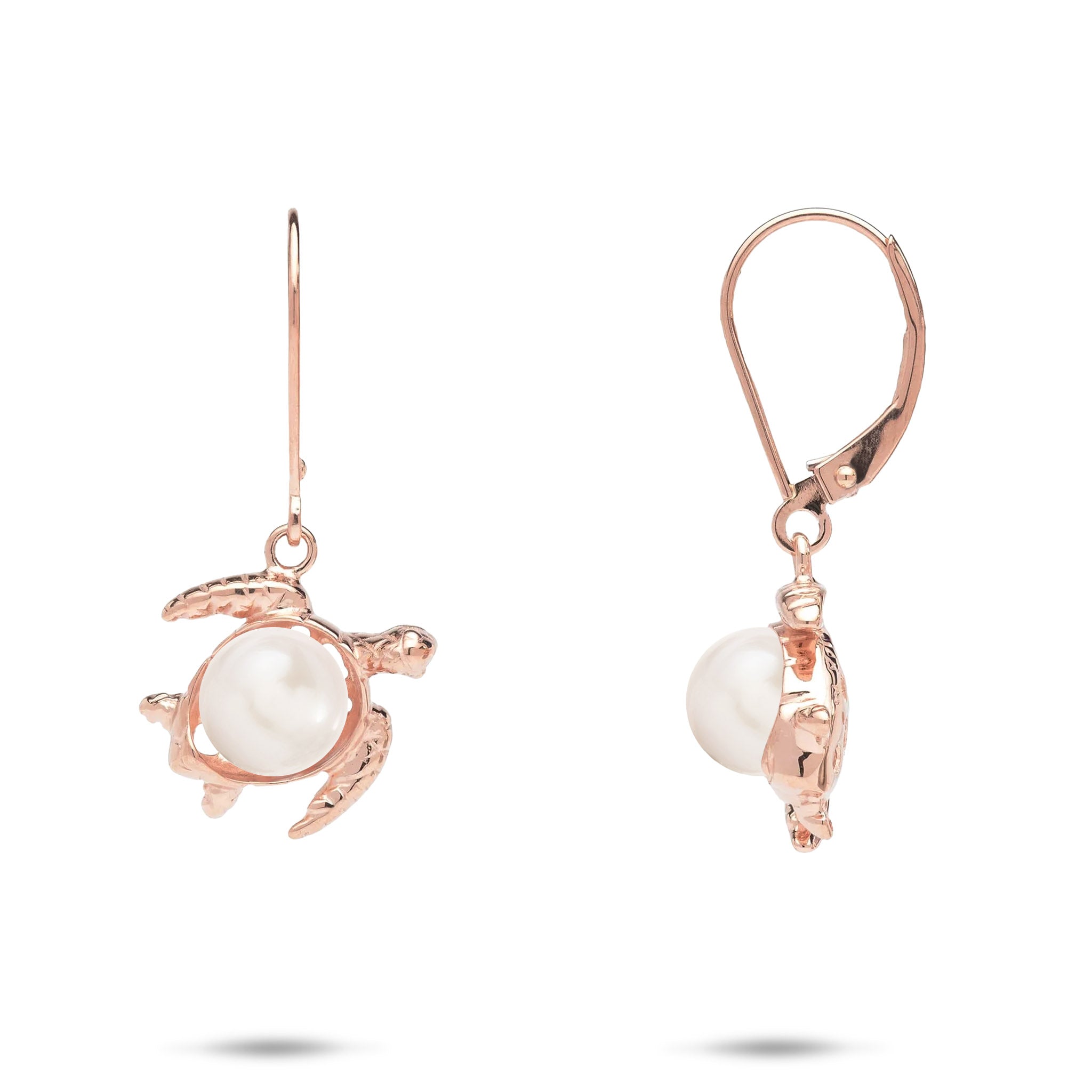 Pick A Pearl Honu Earrings in Rose Gold