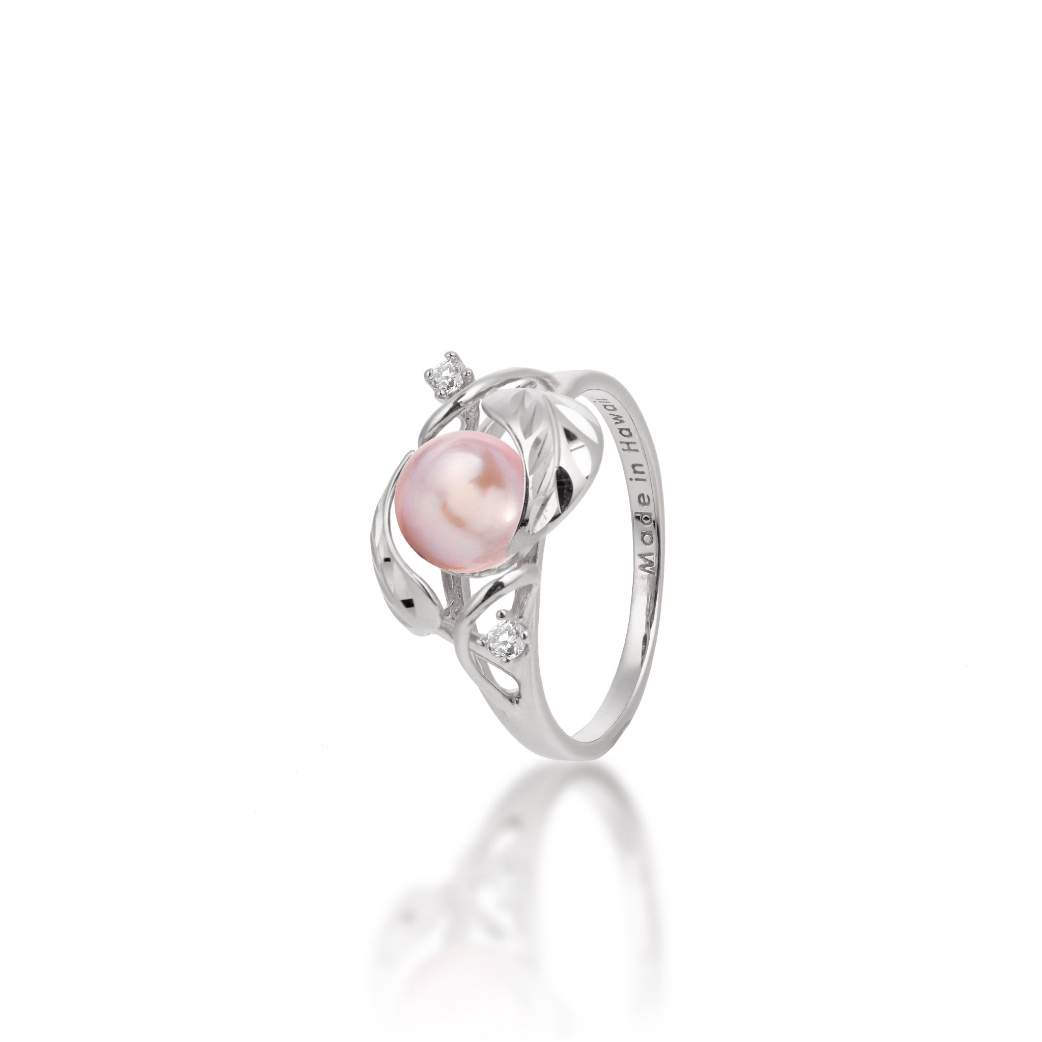 Pick A Pearl Maile Ring in White Gold with Diamonds