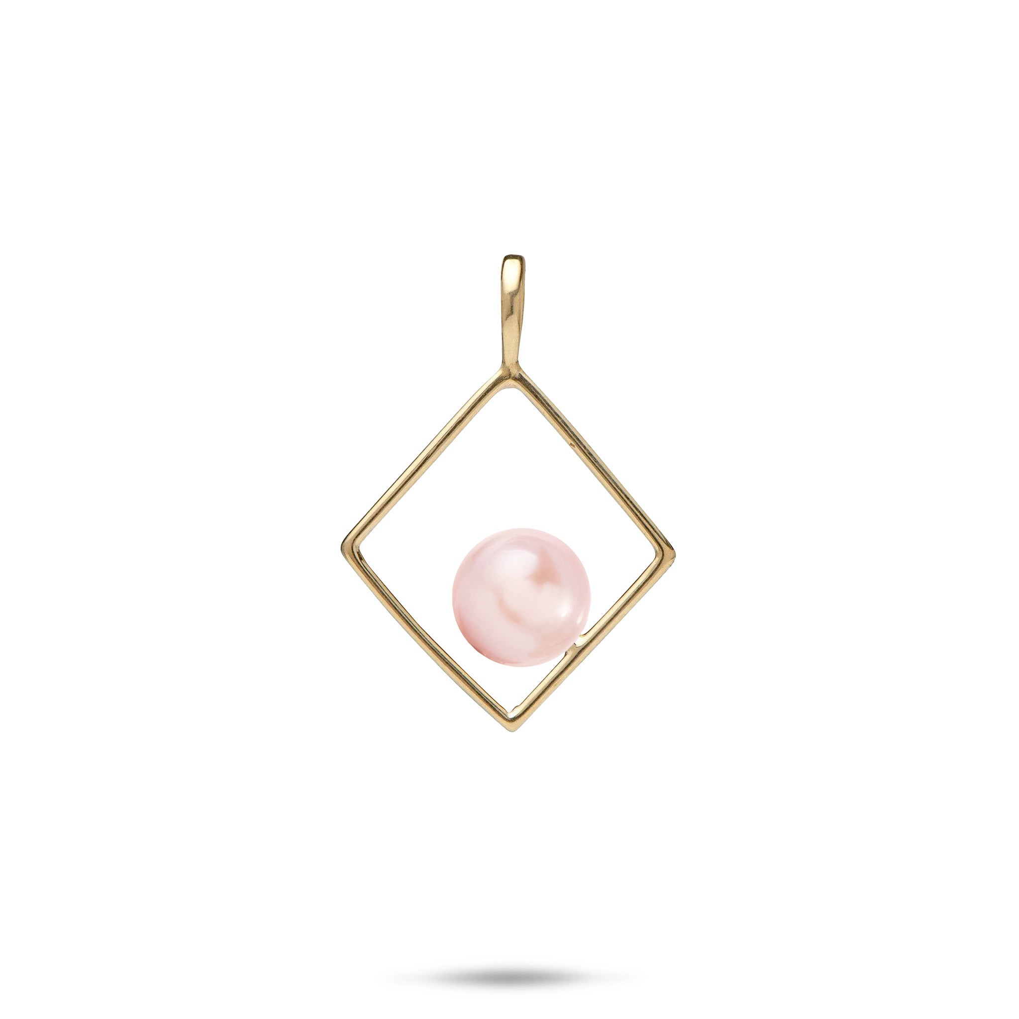 Pick A Pearl Diamond Pendant in Gold with a Pink Pearl on a white background