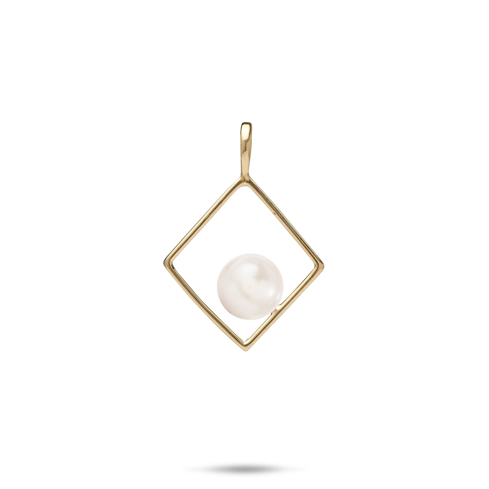 Pick A Pearl Diamond Pendant in Gold with a White Pearl on a white background