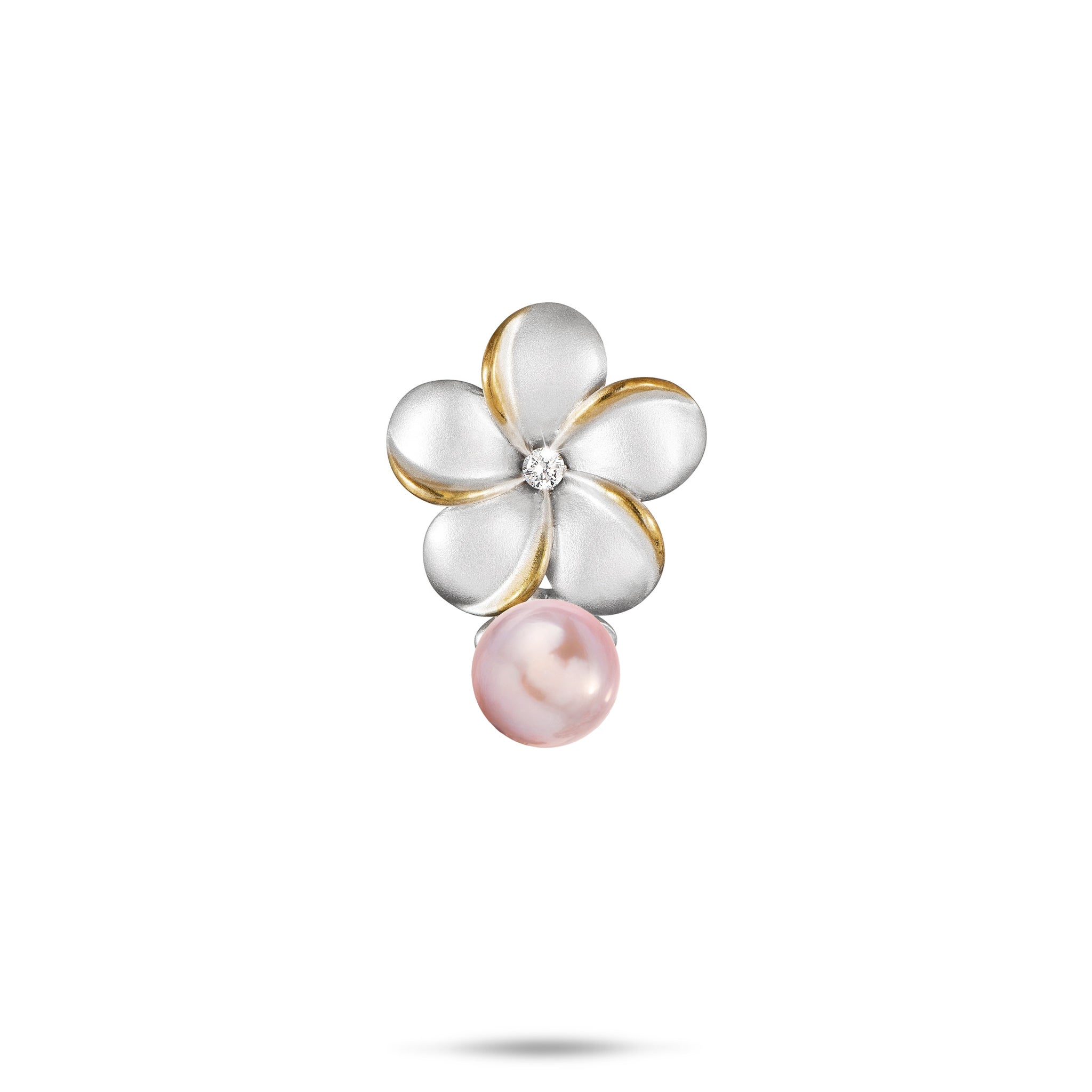 Pick A Pearl Plumeria Pendant in Sterling Silver - 15mm
