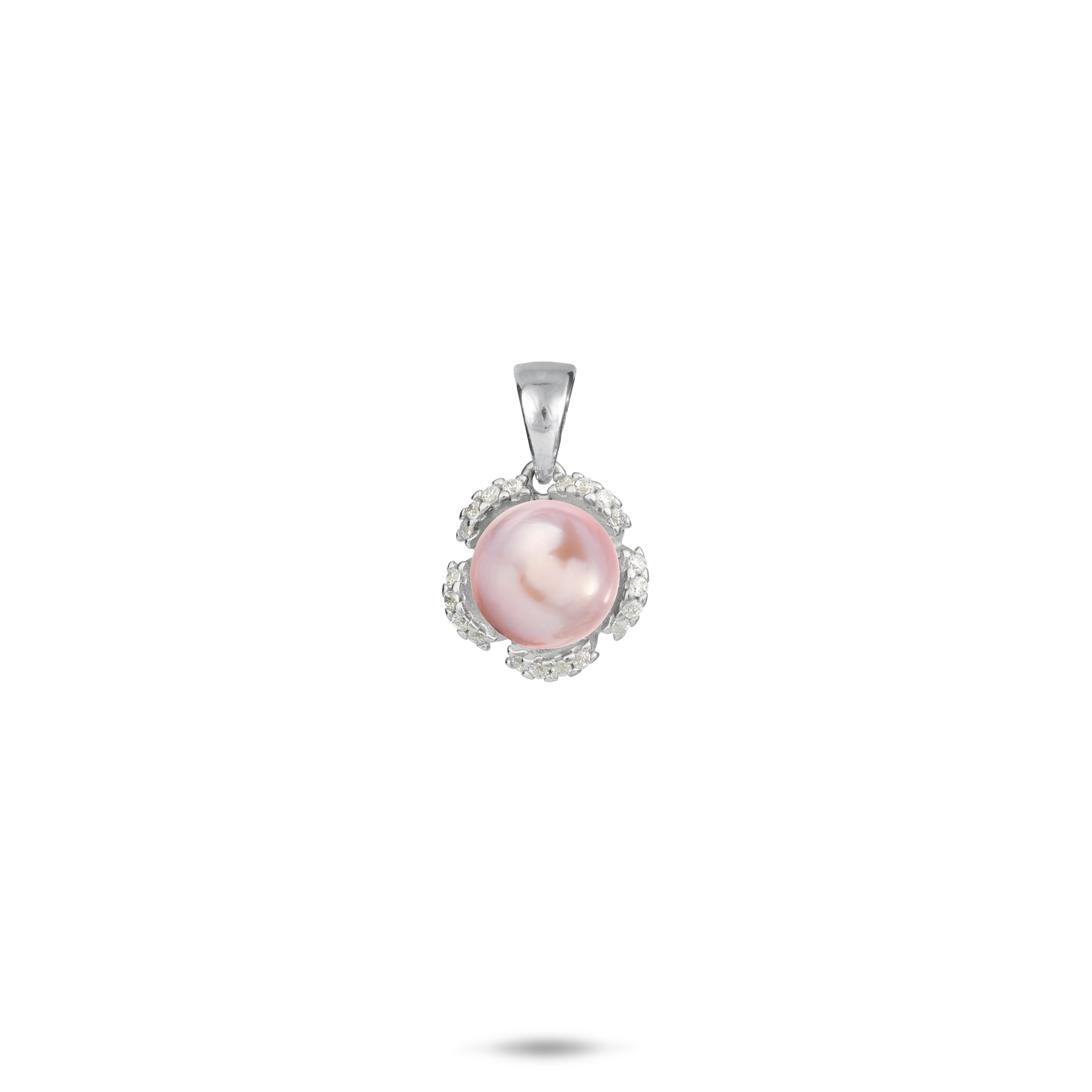 Wählen Sie einen Perlen-Plumeria-Anhänger aus Sterlingsilber mit CZ
