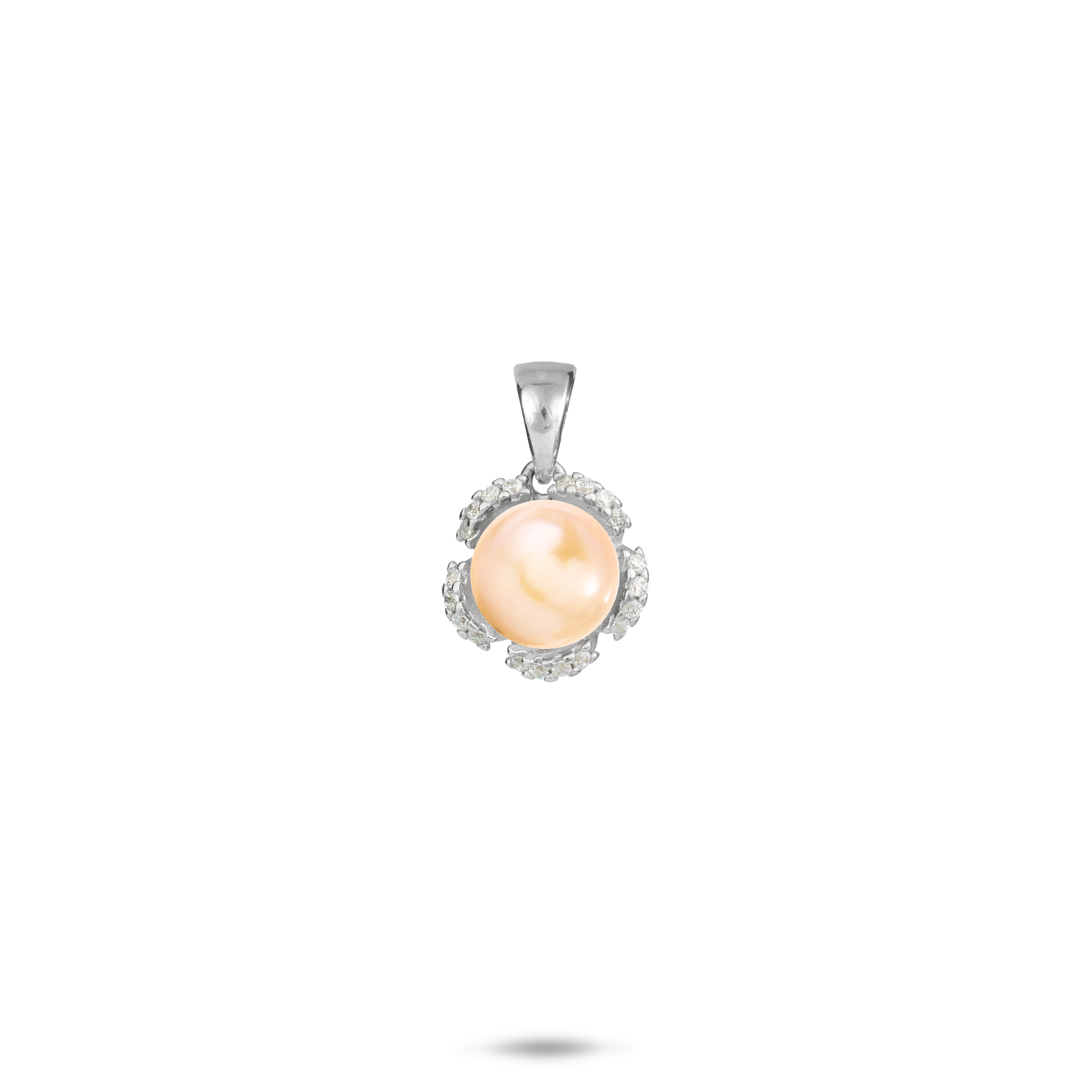 Wählen Sie einen Perlen-Plumeria-Anhänger aus Sterlingsilber mit CZ