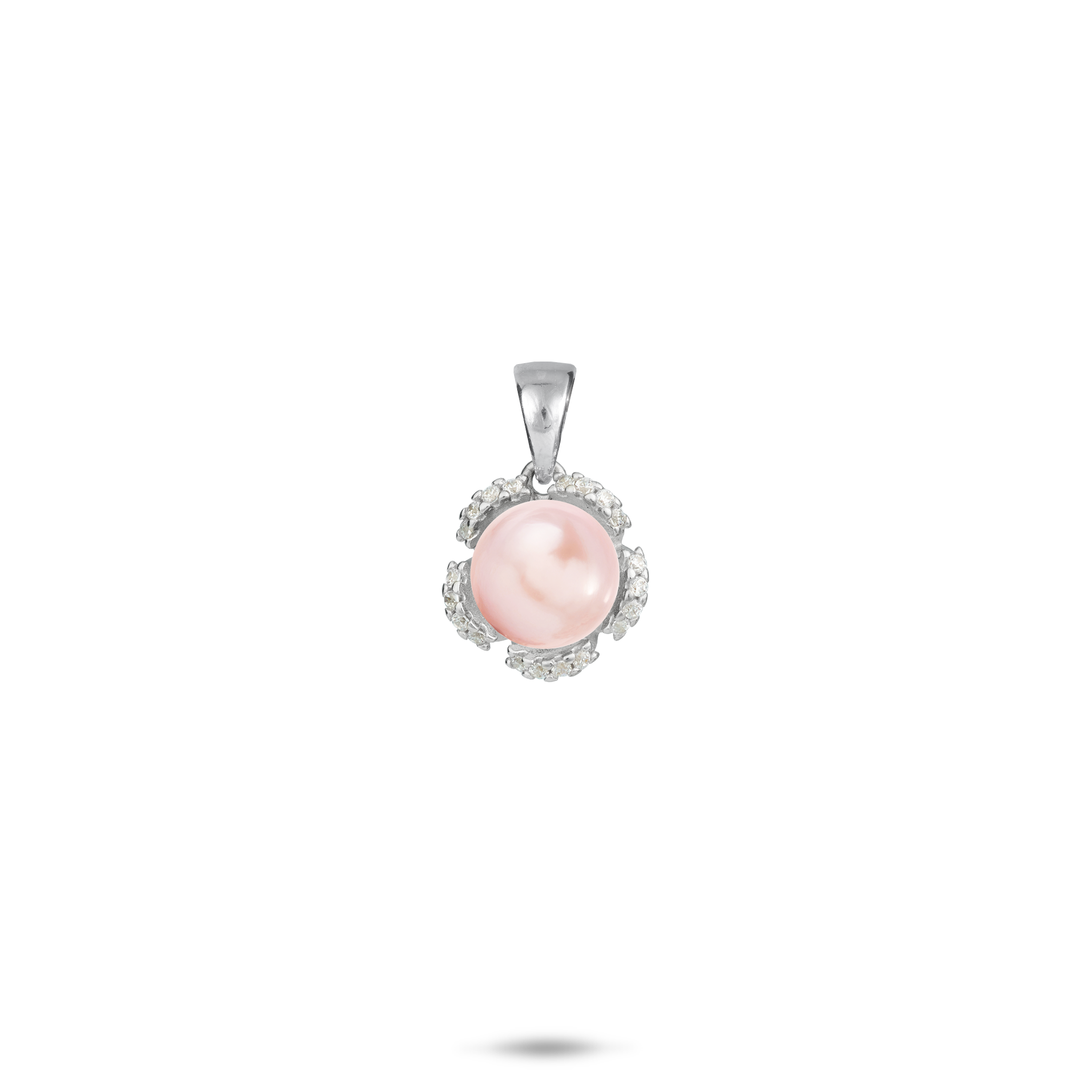 Wählen Sie einen Perlen-Plumeria-Anhänger aus Sterlingsilber mit CZ