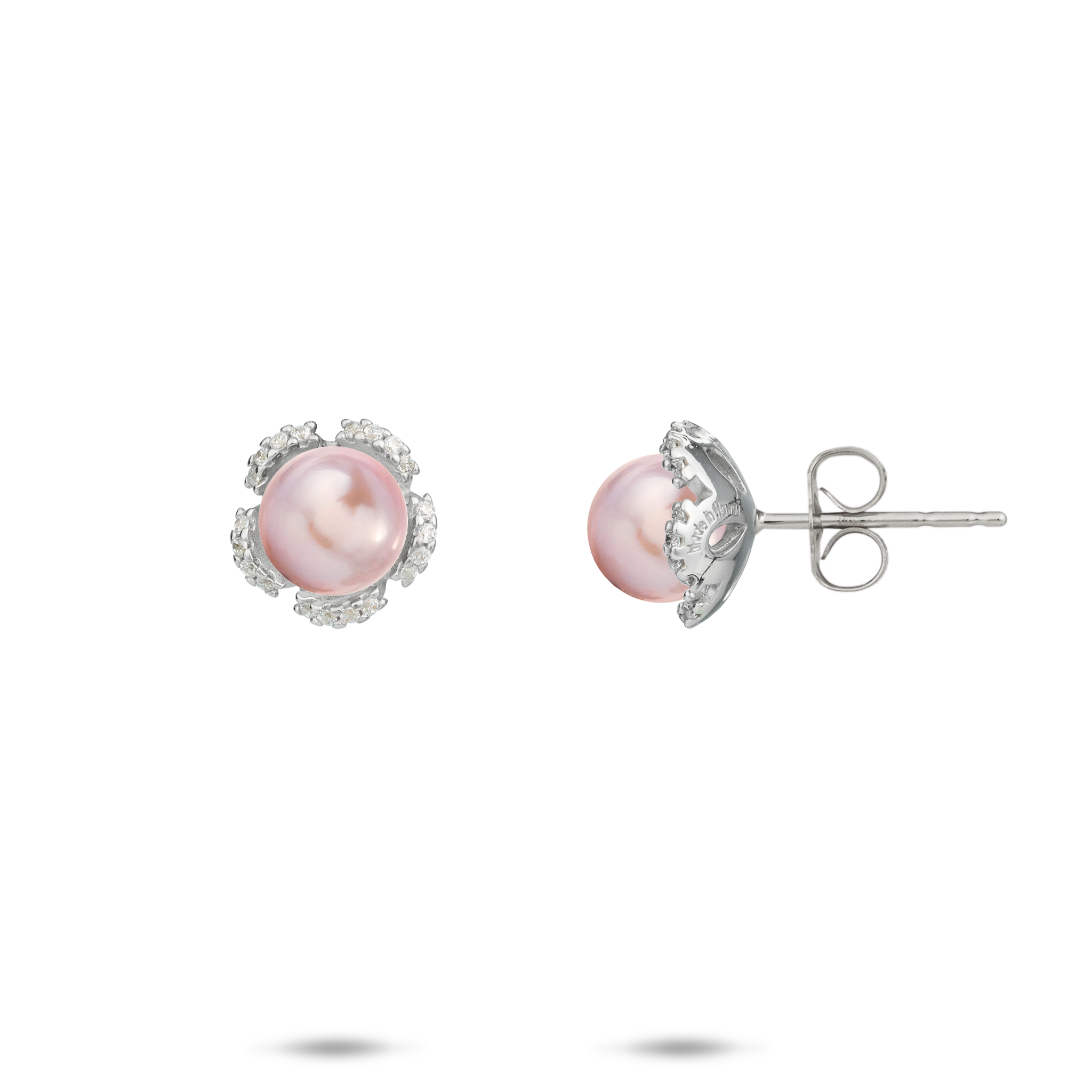 Pick A Pearl Plumeria-Ohrringe aus Sterlingsilber mit CZ