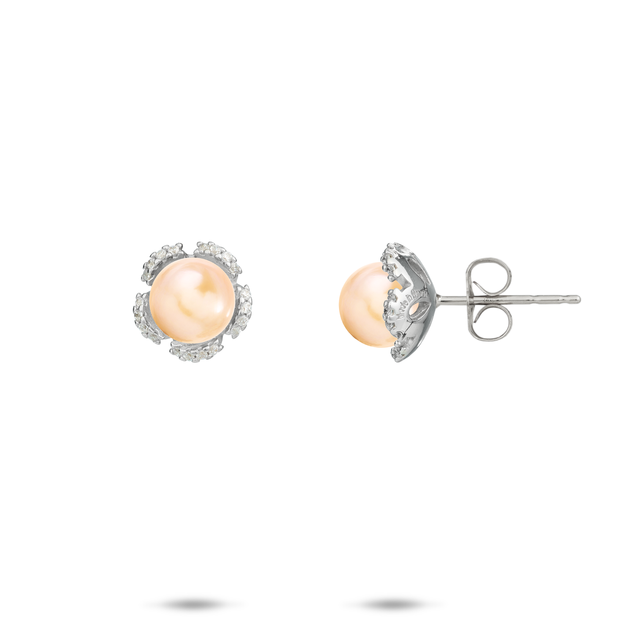 Pick A Pearl Plumeria-Ohrringe aus Sterlingsilber mit CZ