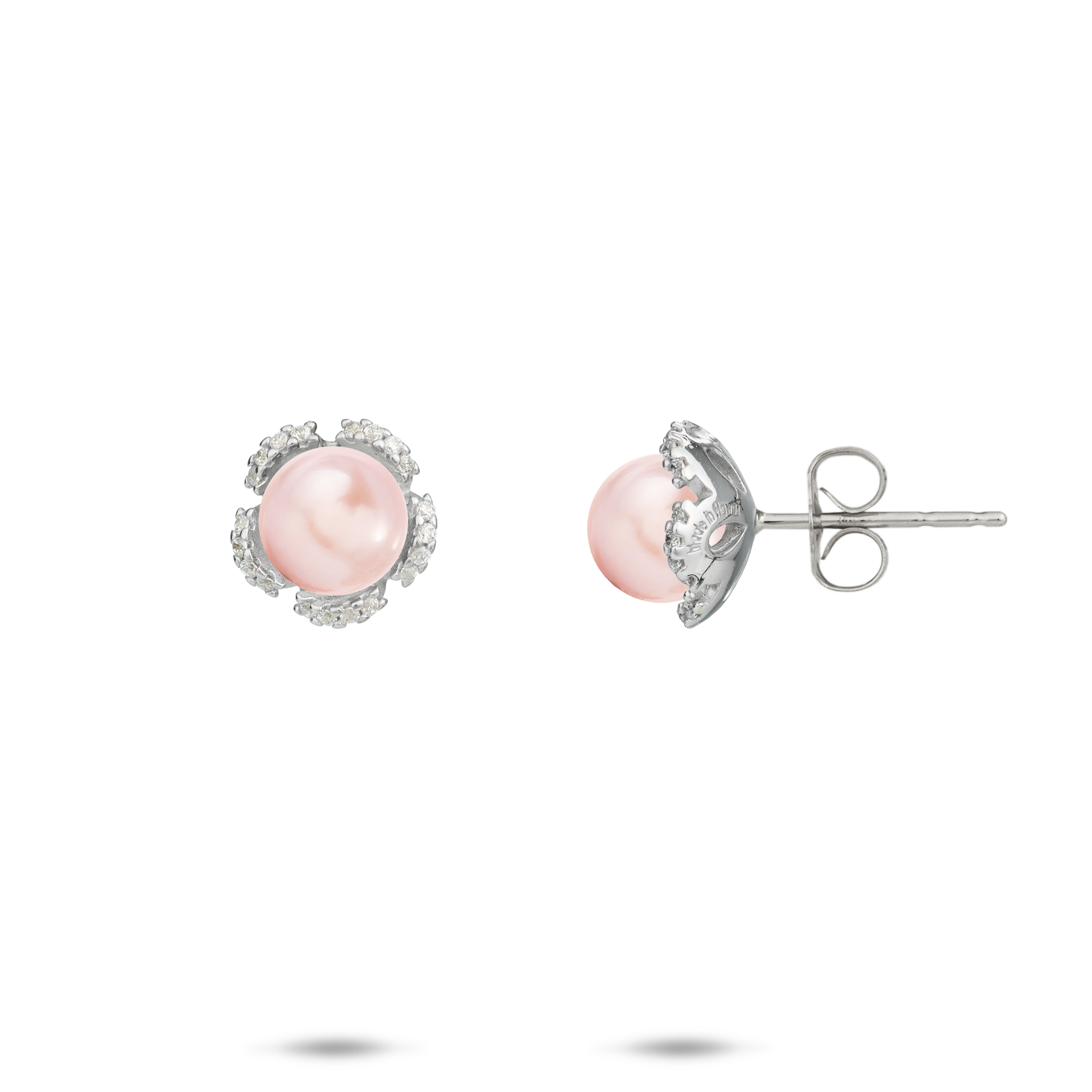 Pick A Pearl Plumeria-Ohrringe aus Sterlingsilber mit CZ